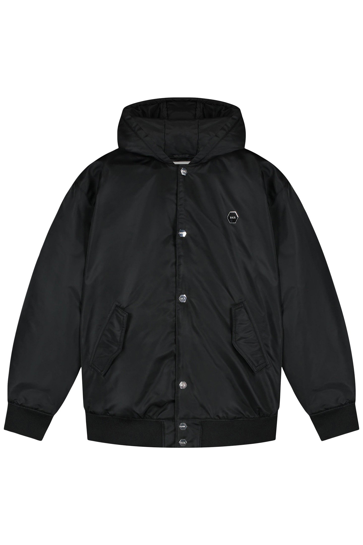 HEX BADGE HOODED BOMBER JACKET JET BLACK 4