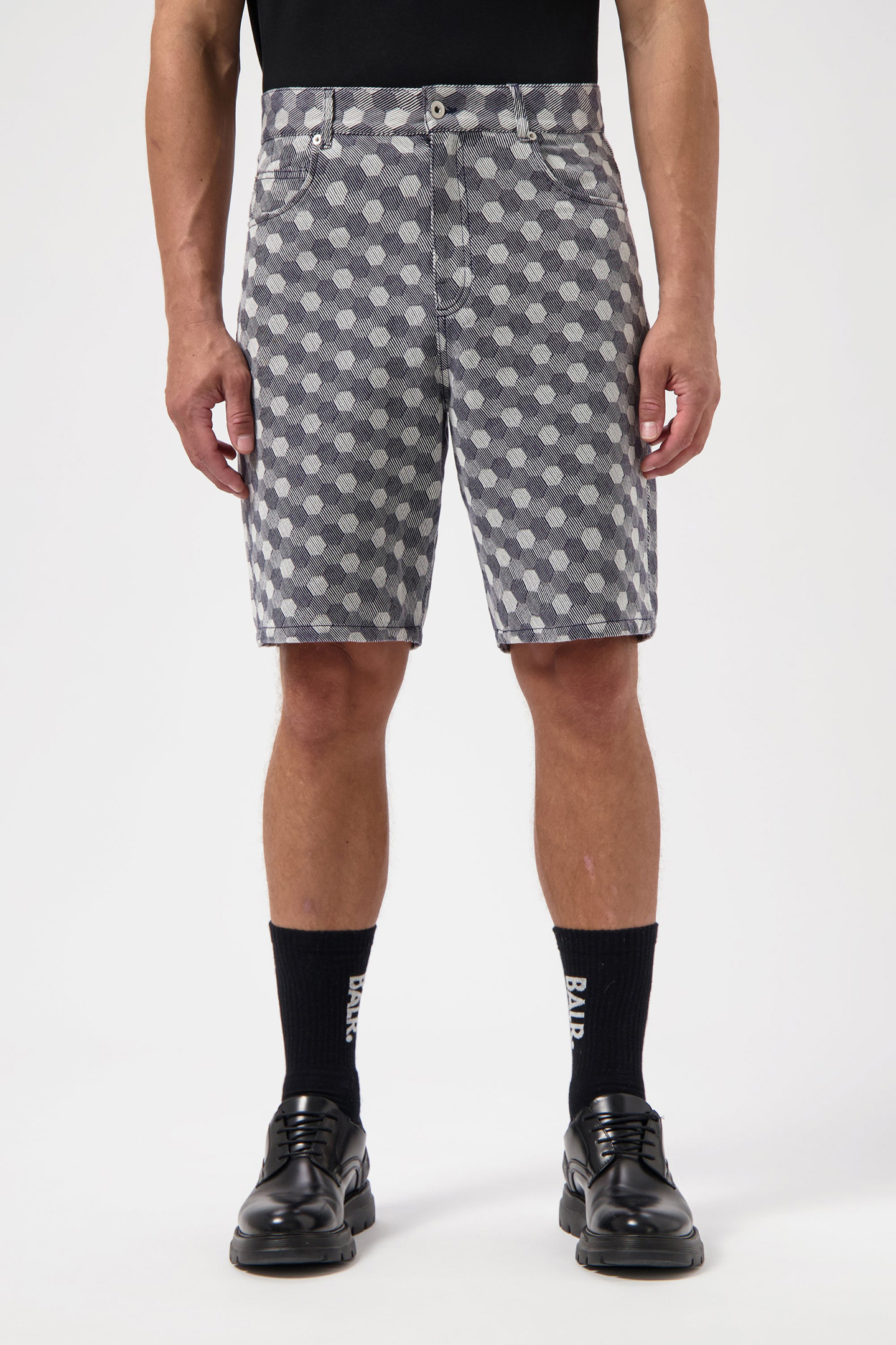 HEX JACQUARD RELAXED SHORTS INDIGO 1