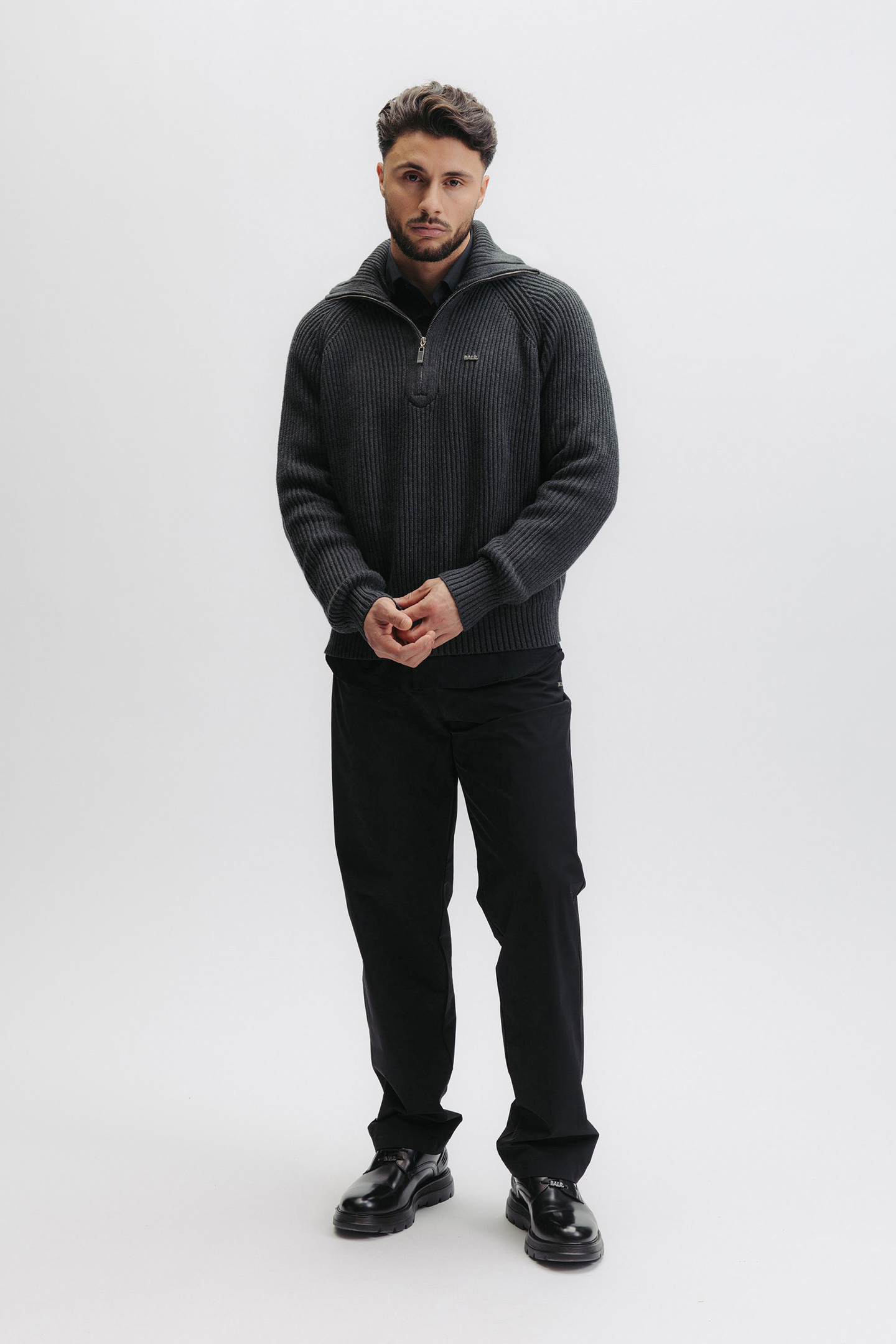 XI KNITTED HALF ZIP VOLCANIC GREY 6