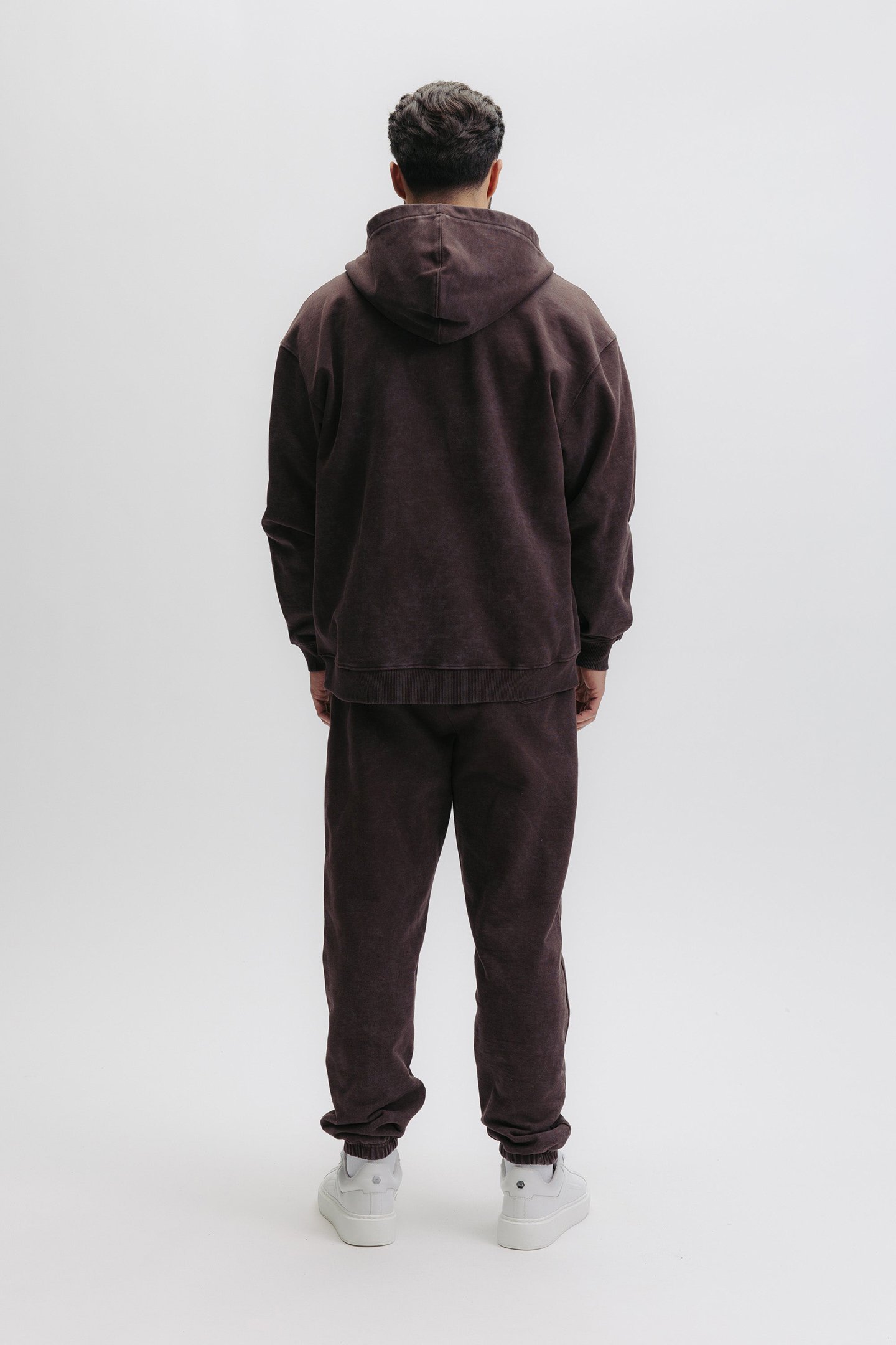 URBAN WASHED ZIP HOODIE DEEP BROWN 2