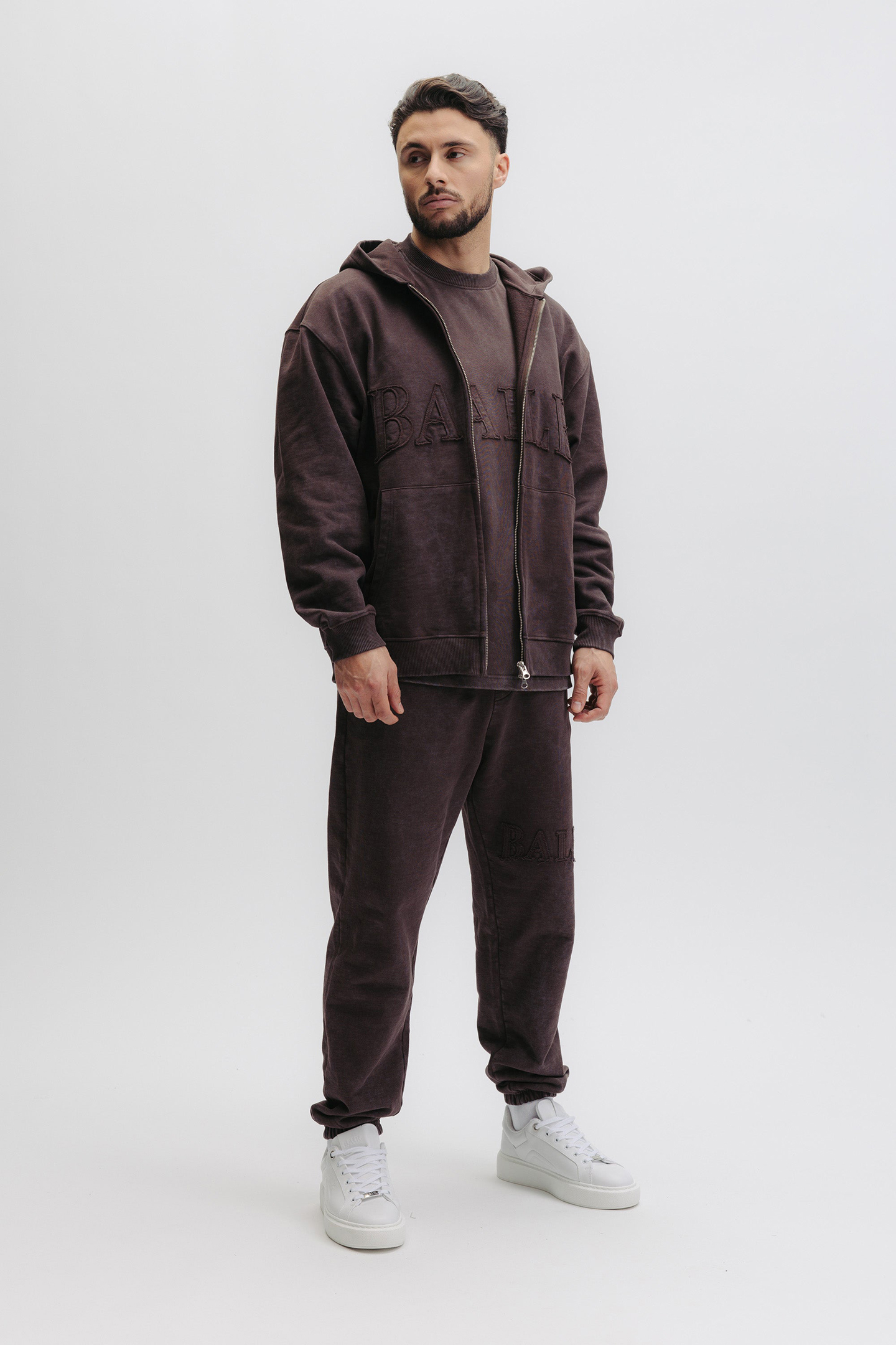 URBAN WASHED ZIP HOODIE DEEP BROWN 6