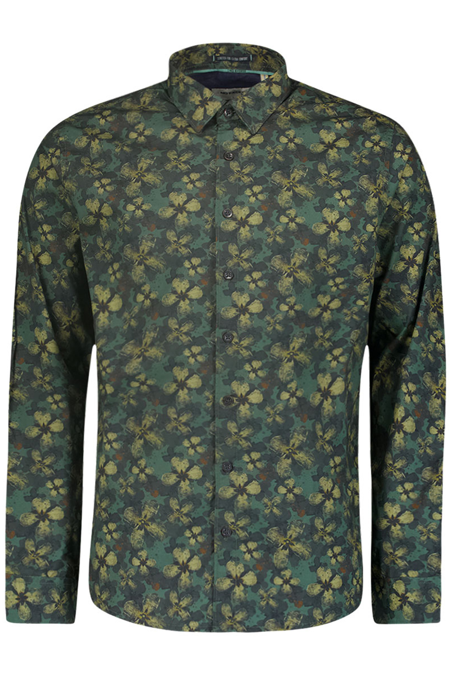 SHIRT STRETCH ALLOVER PRINTED DARK GREEN 4