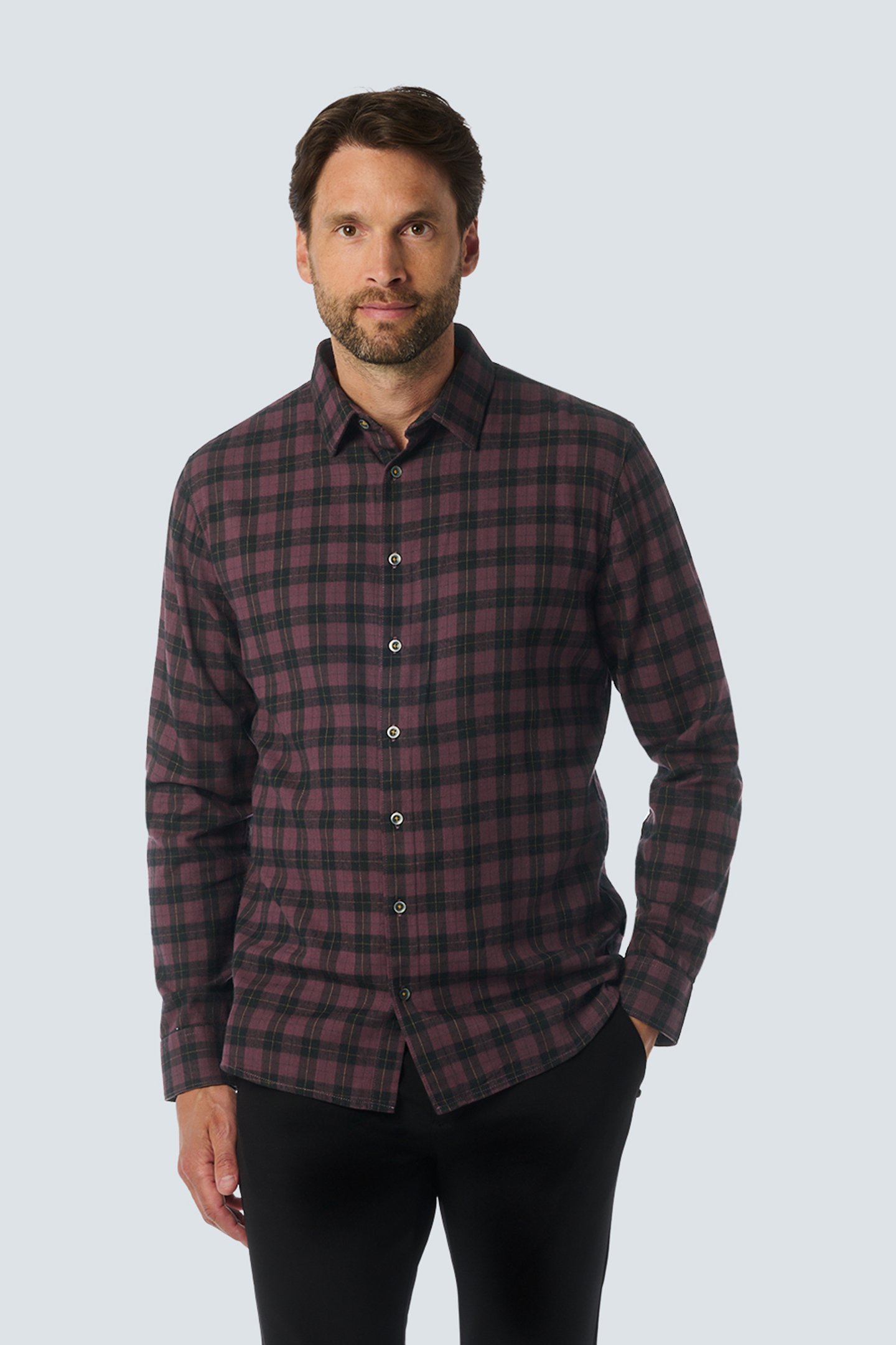 SHIRT CHECK AUBERGINE 1