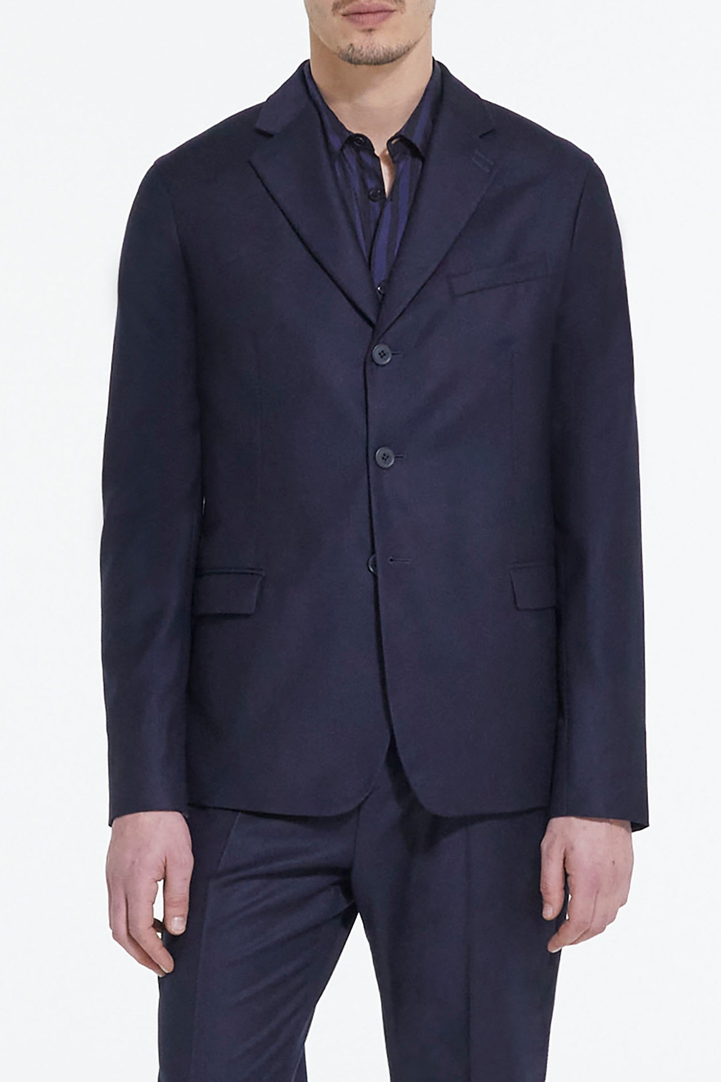 WOOL SUIT JACKET WITH FLAP POCKETS NAVY 1