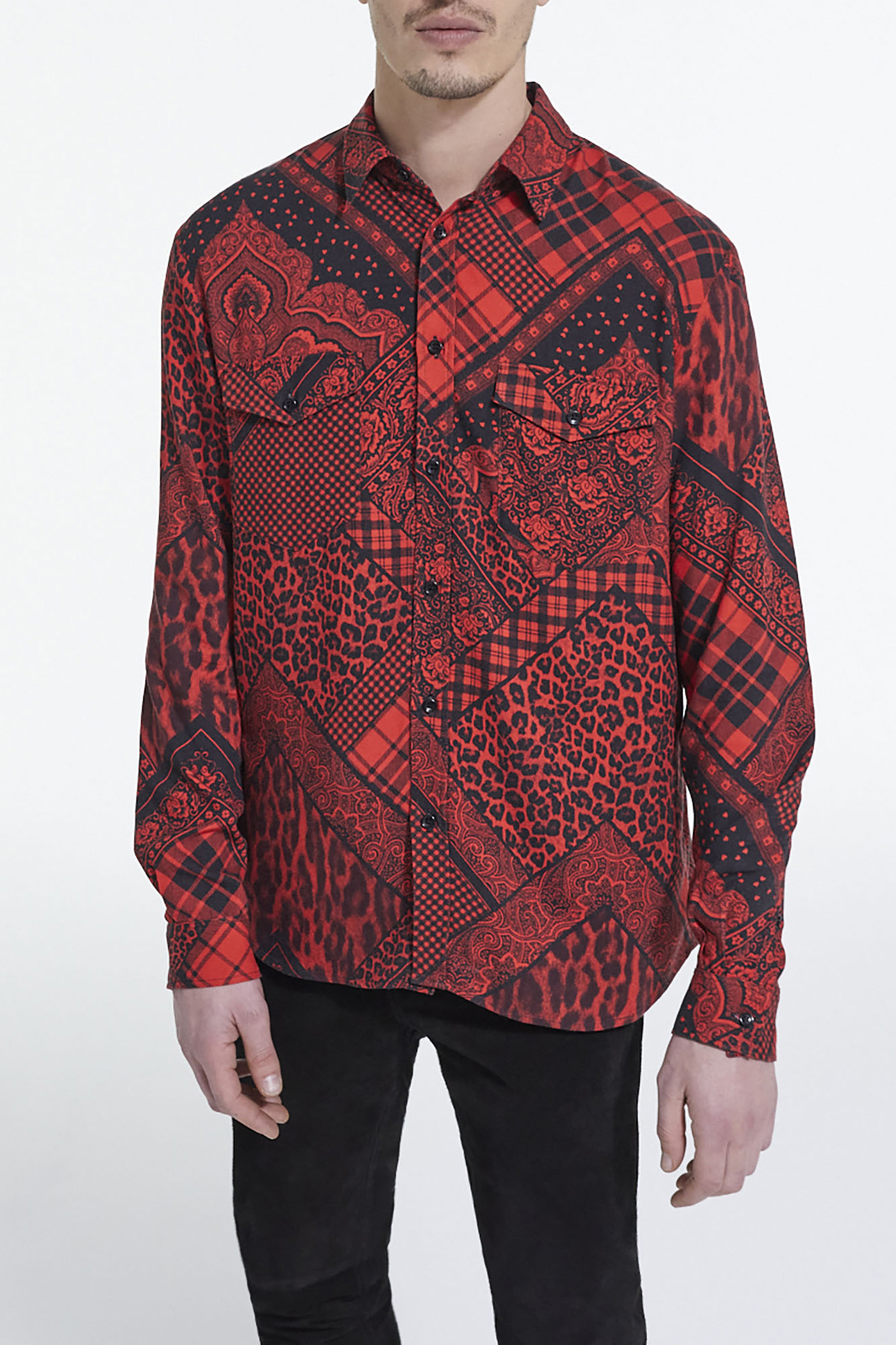 LONG SLEEVE SHIRT BLACK-RED 1
