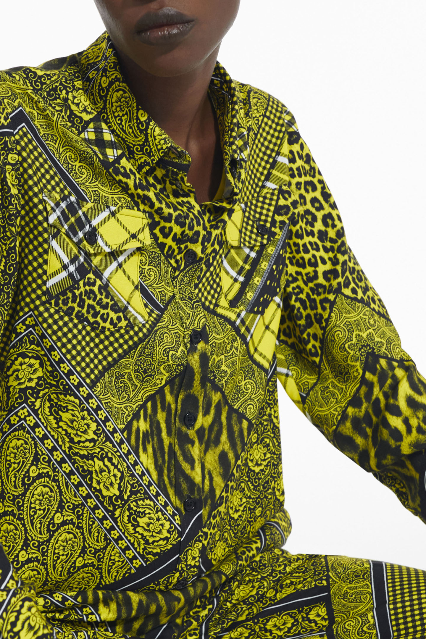 SHIRT WITH BUTTON PLACKET DETAIL BLACK/YELLOW 6