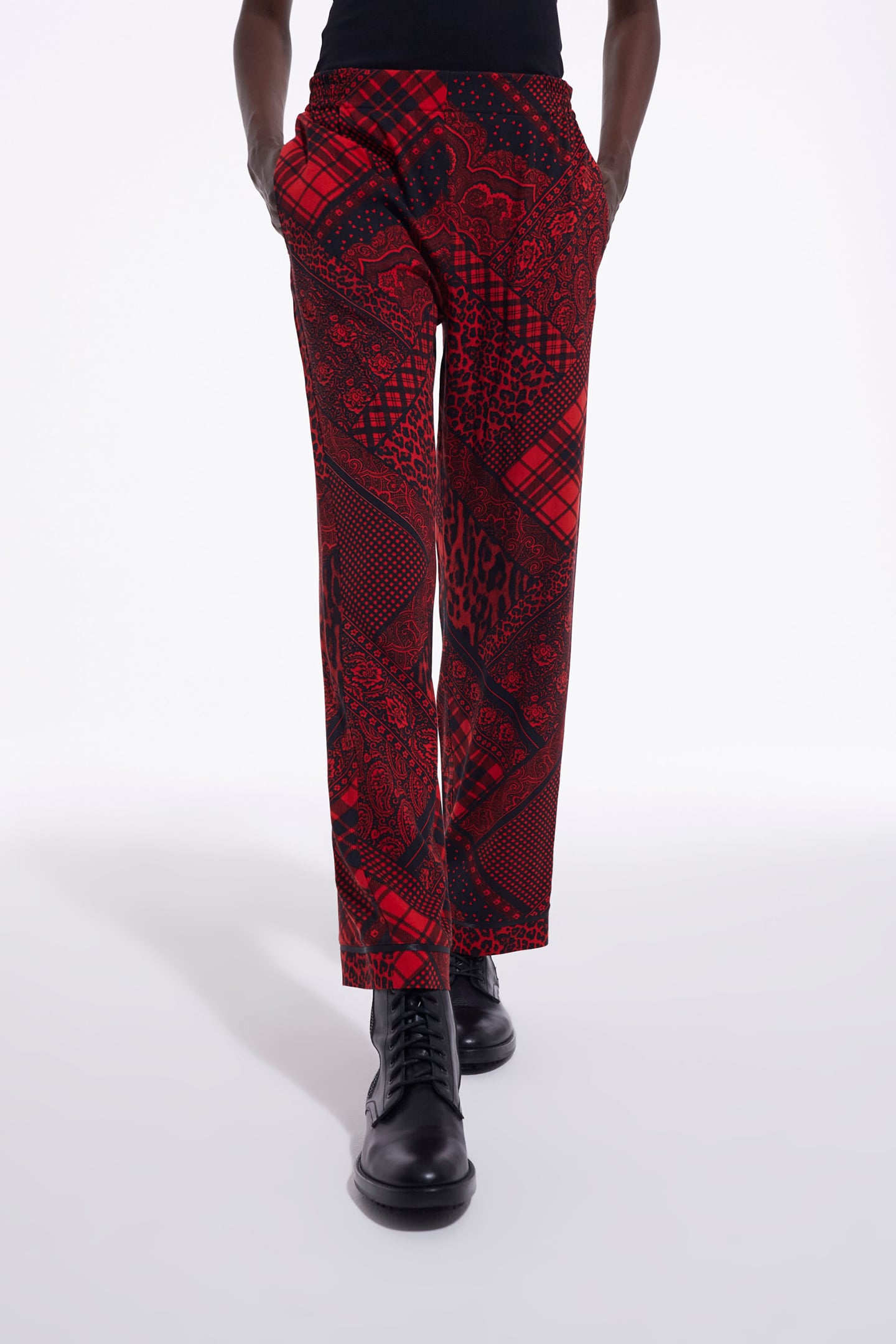 STRAIGHT FLOWING PANTS RED/BLACK 1