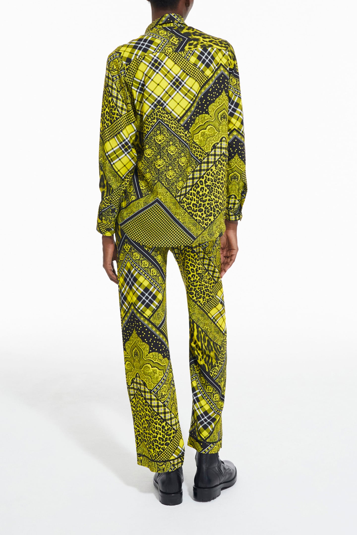 STRAIGHT FLOWING PANTS BLACK/YELLOW 2