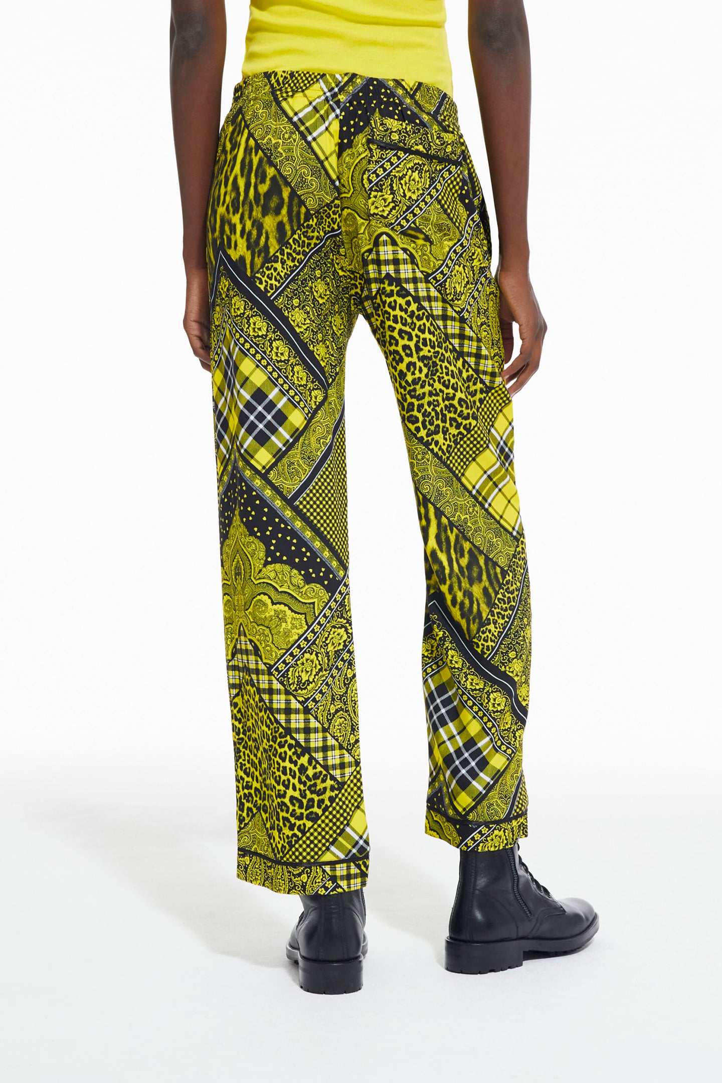 STRAIGHT FLOWING PANTS BLACK/YELLOW 3