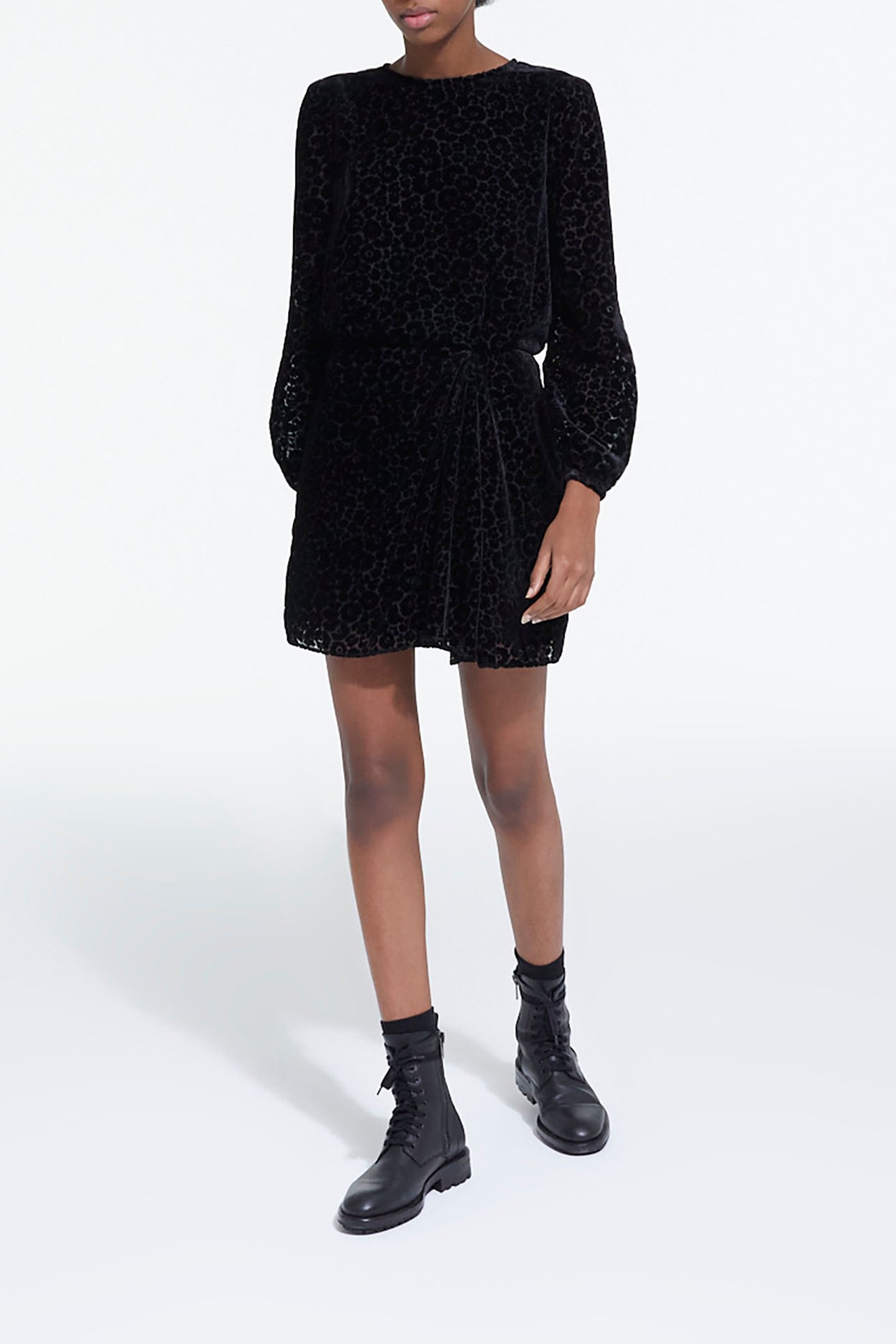 SHORT BURN OUT BLOSSOM BLACK DRESS BLACK 3