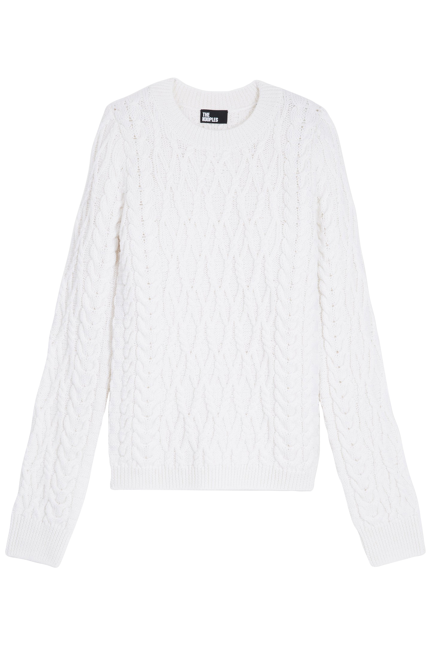 CABLE WOOL ROUND NECK SWEATER WHITE 5