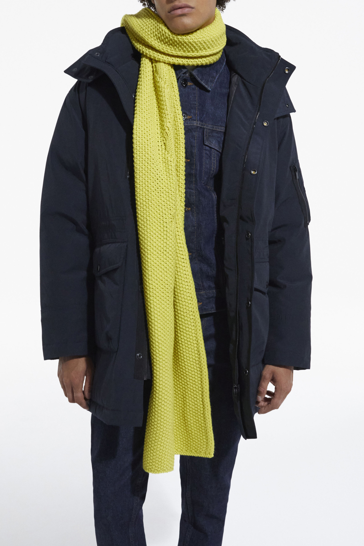 CABLE WOOL SCARF YELLOW 2