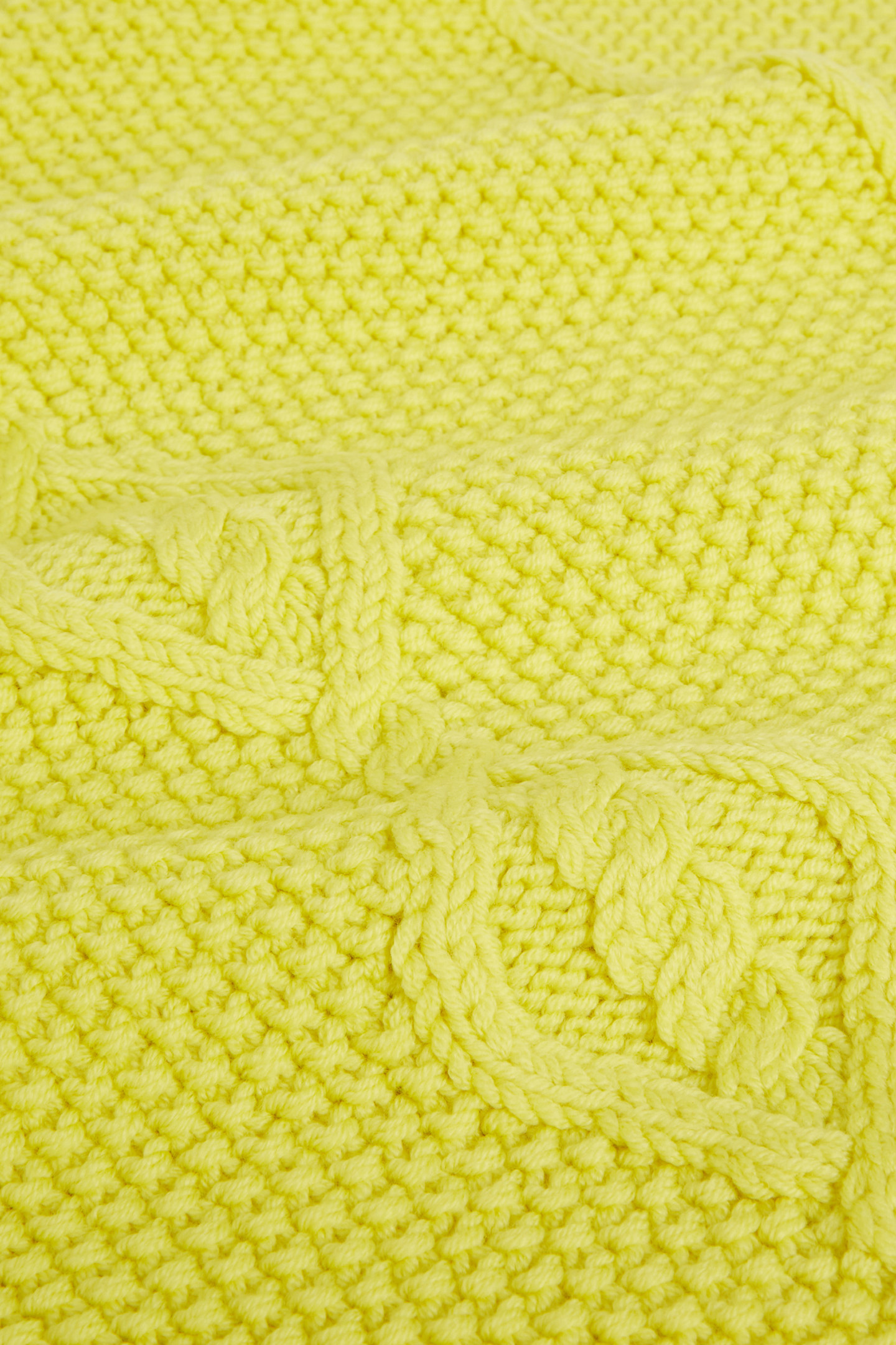 CABLE WOOL SCARF YELLOW 4