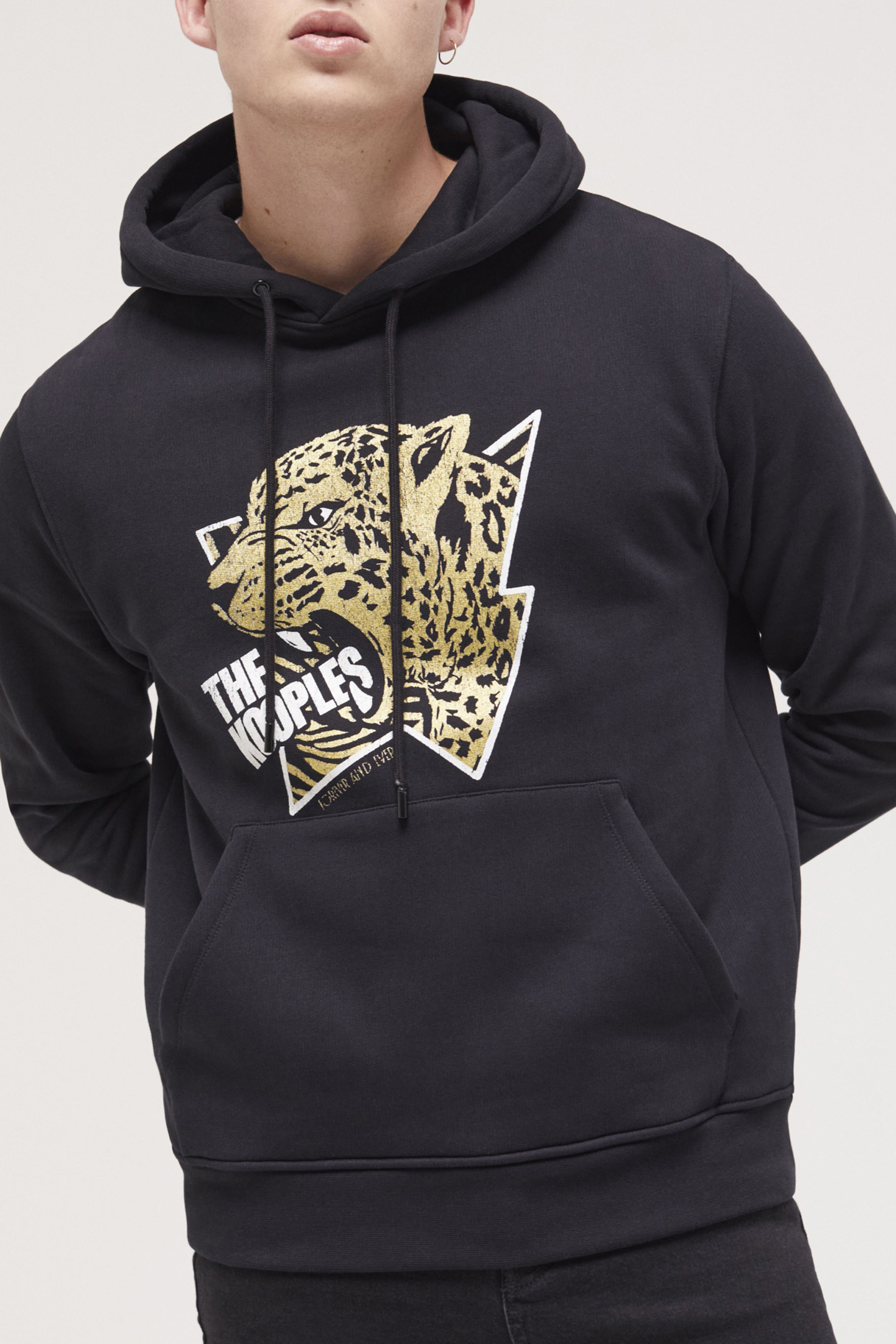 TIGER EMBROIDERED HOODIE BLACK-ANTIC GOLD 5