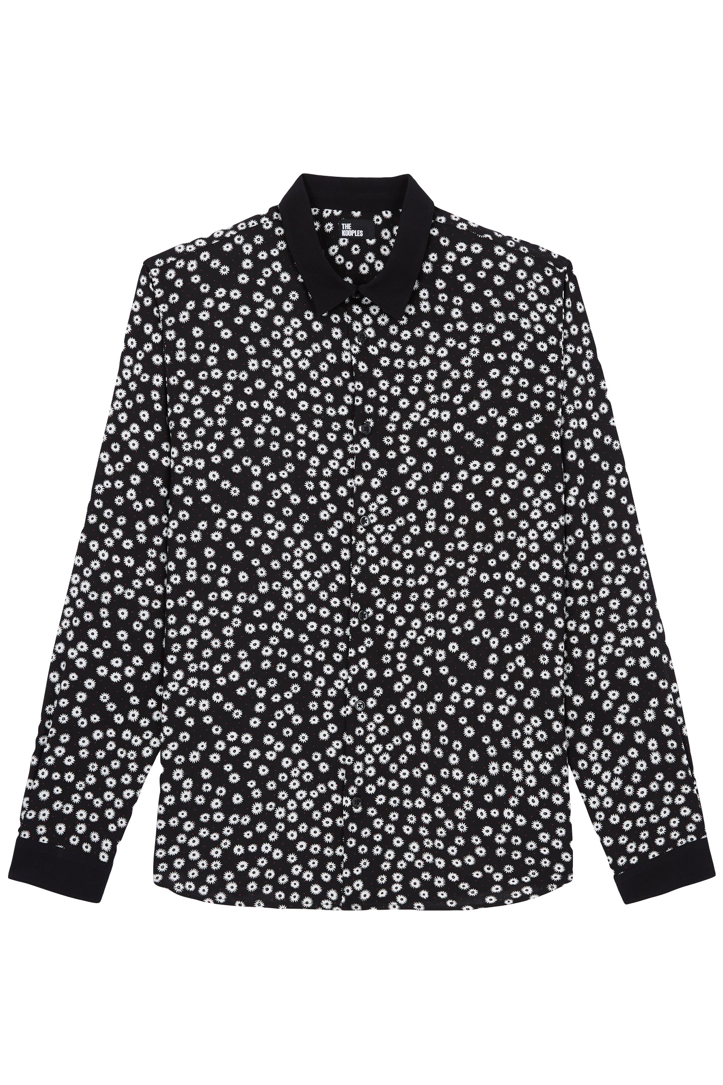 PRINTED SHIRT WITH WHITE COLLAR DETAIL BLACK WHITE 1
