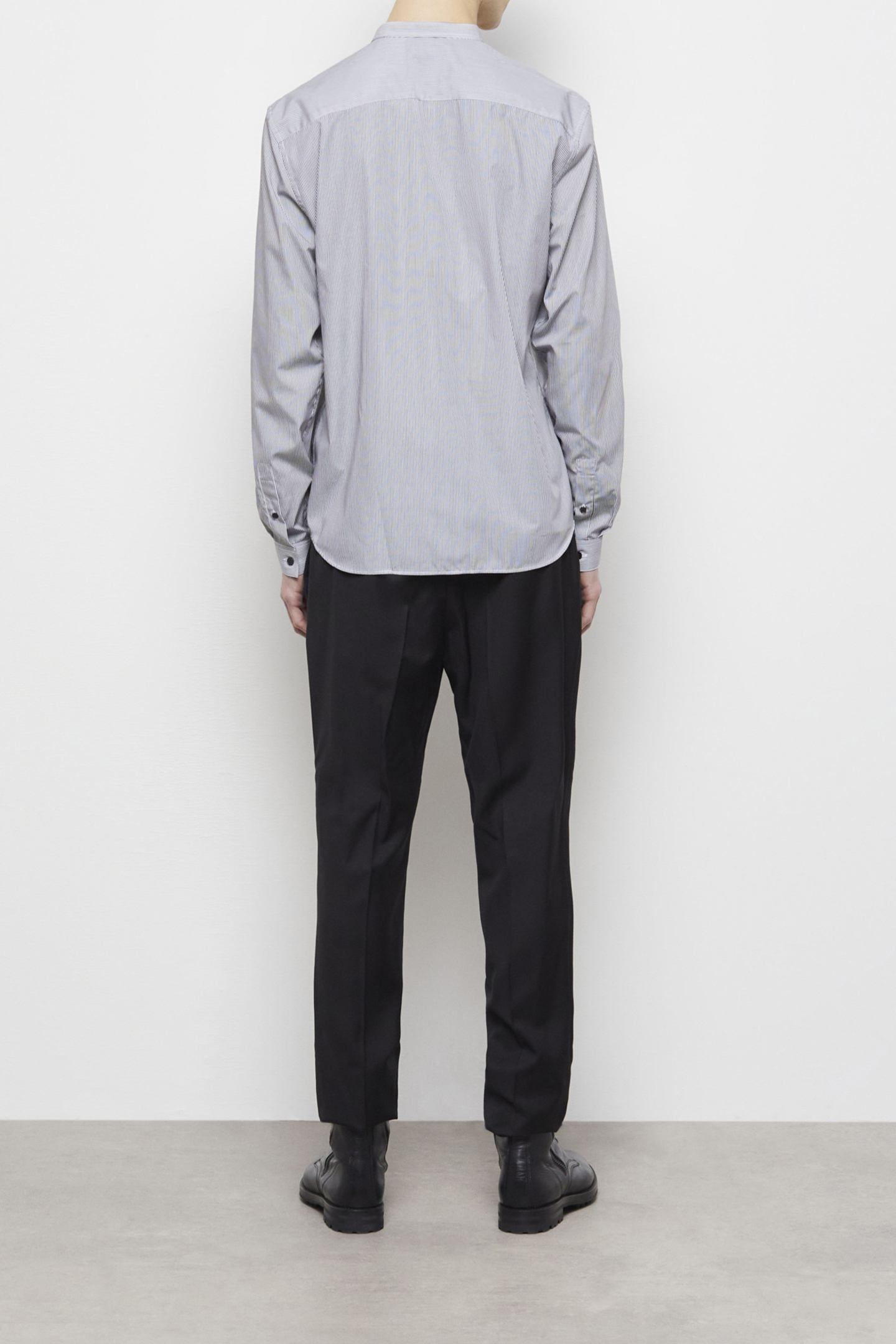 SLIM SHIRT WITH OFFICER COLLAR BLACK WHITE 2