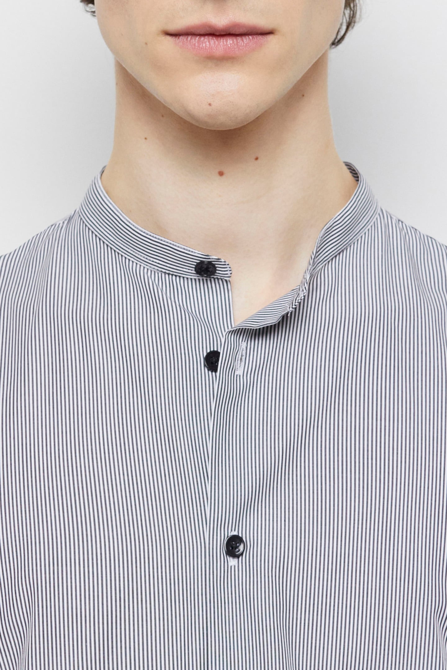SLIM SHIRT WITH OFFICER COLLAR BLACK WHITE 5