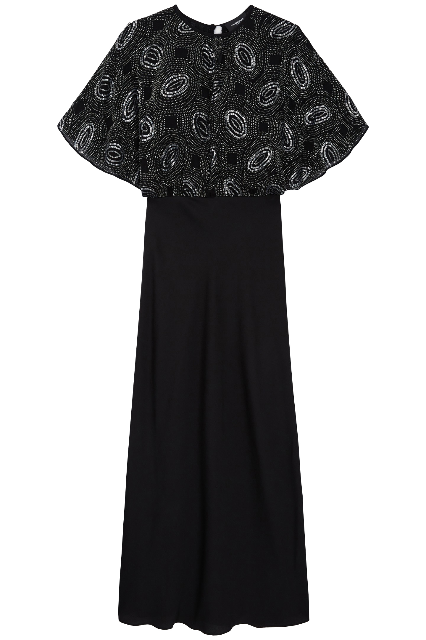 LONG DRESS WITH SHORT SLEEVES AND EMBROIDERY BLACK by The Kooples