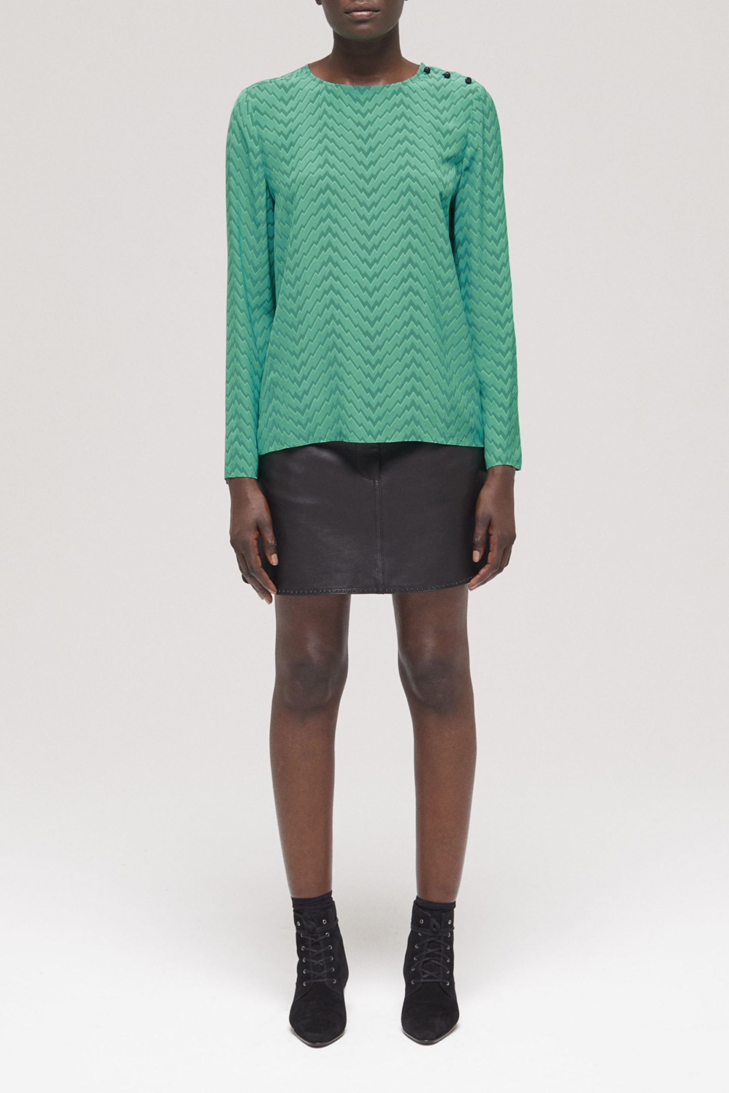 TOP SLEEVES LONGUES PRINT ZIG ZAG GREEN 1