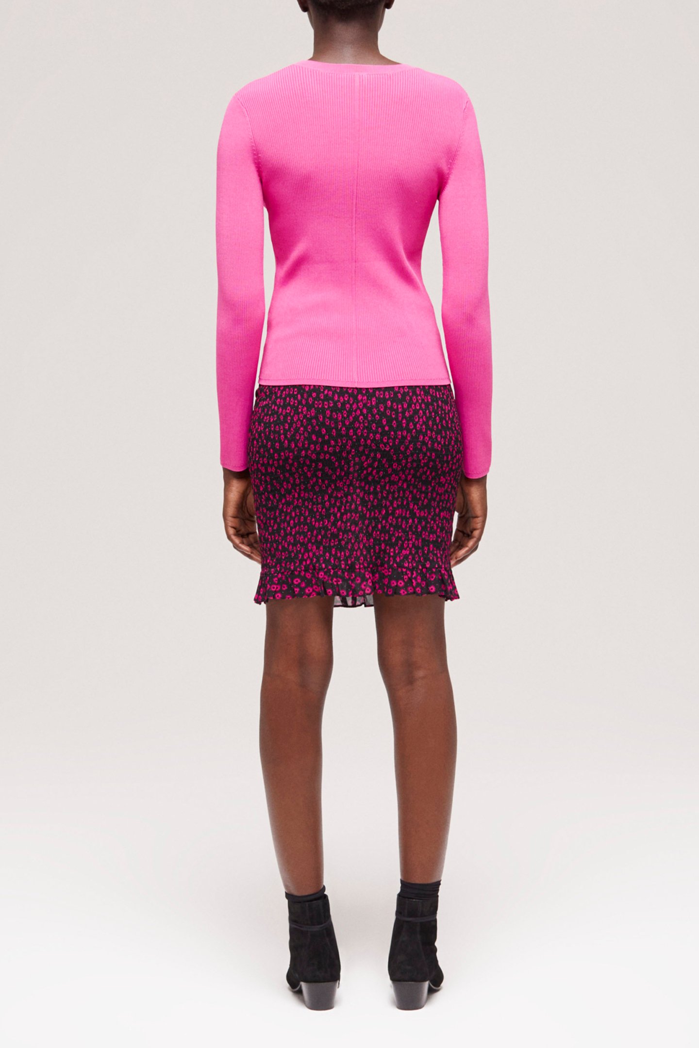 ROUND NECK LONG SLEEVE VISCOSE SWEATER PINK 3