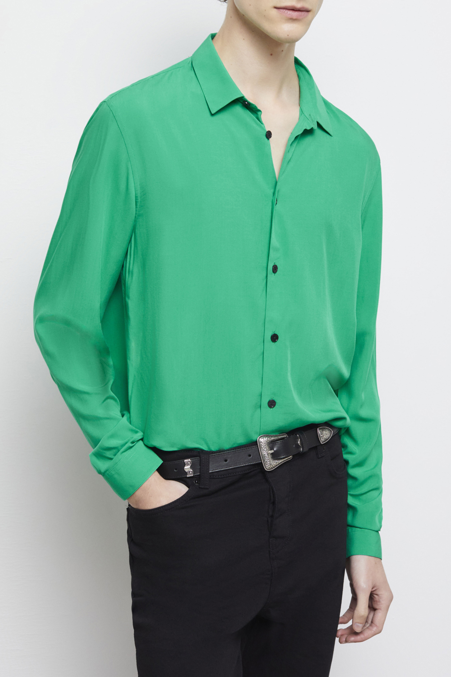 LONG-SLEEVED SHIRT WITH CLASSIC COLLAR GREEN 1