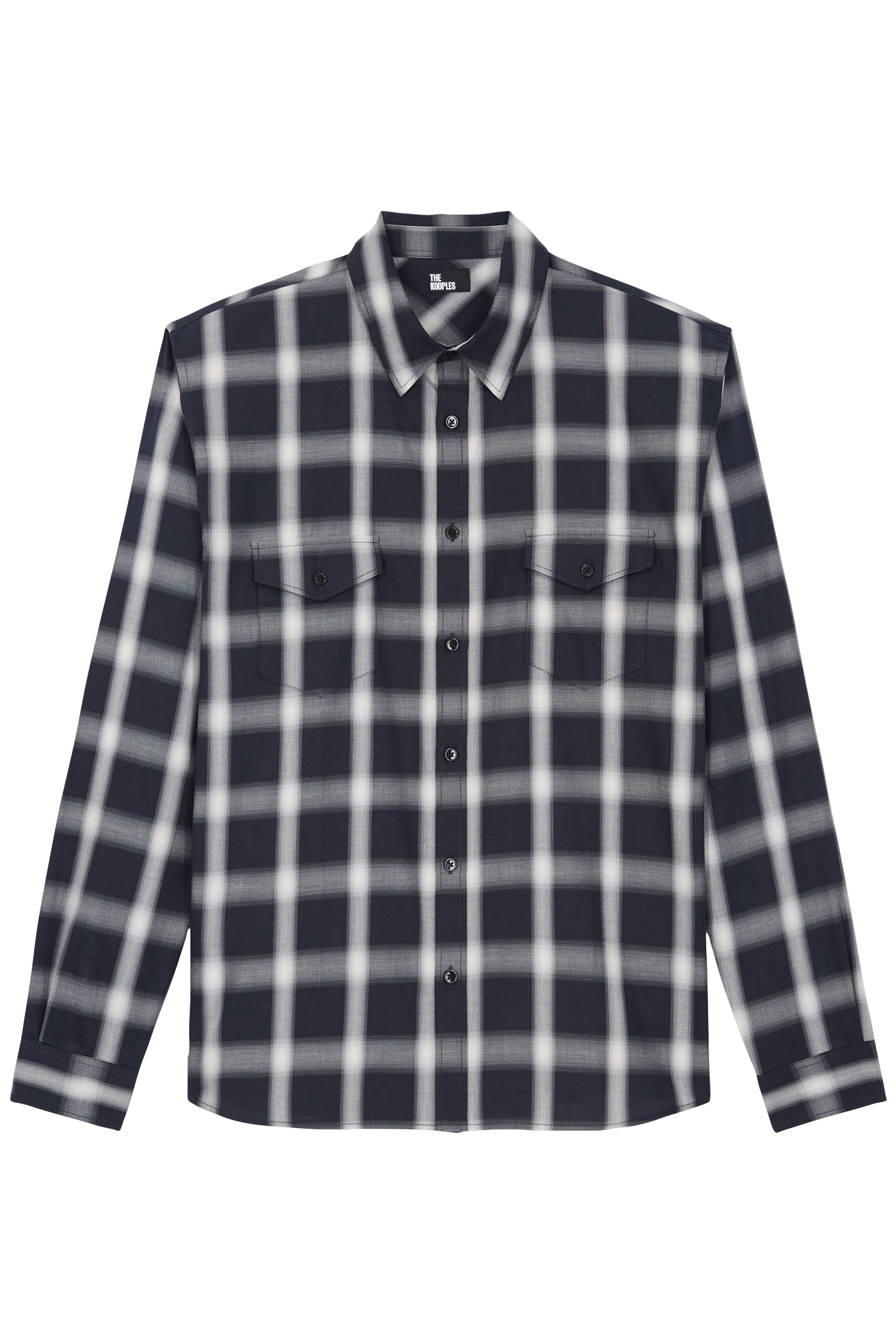 LONG SLEEVE SHIRT WITH CHECKED POCKETS NAVY ECRU 3