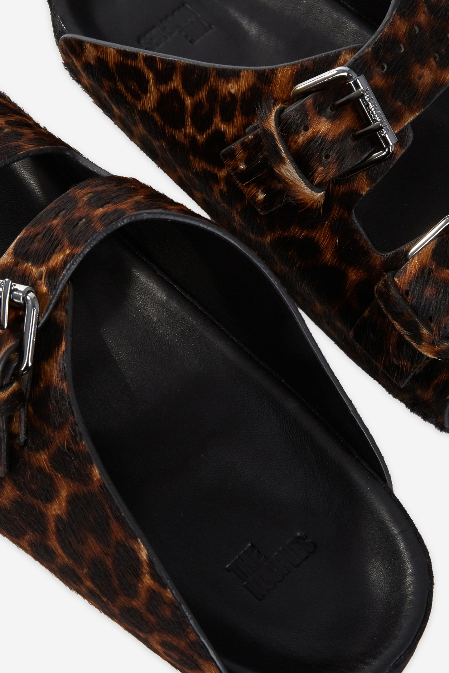 LEOPARD-LOOK POLISH LEATHER SANDALS 4