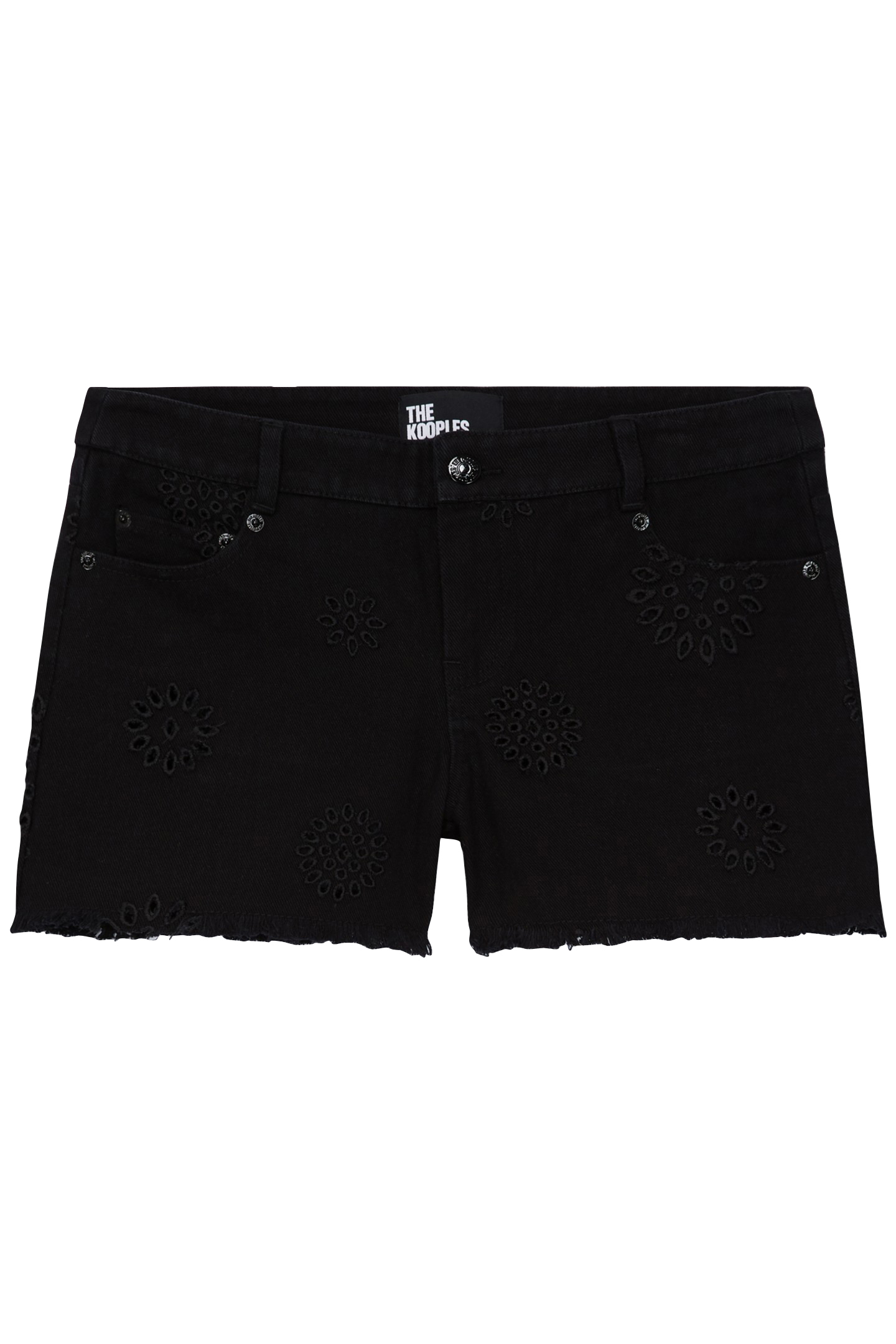 DENIM SHORTS WITH ENGLISH EMBROIDERY BLACK 1
