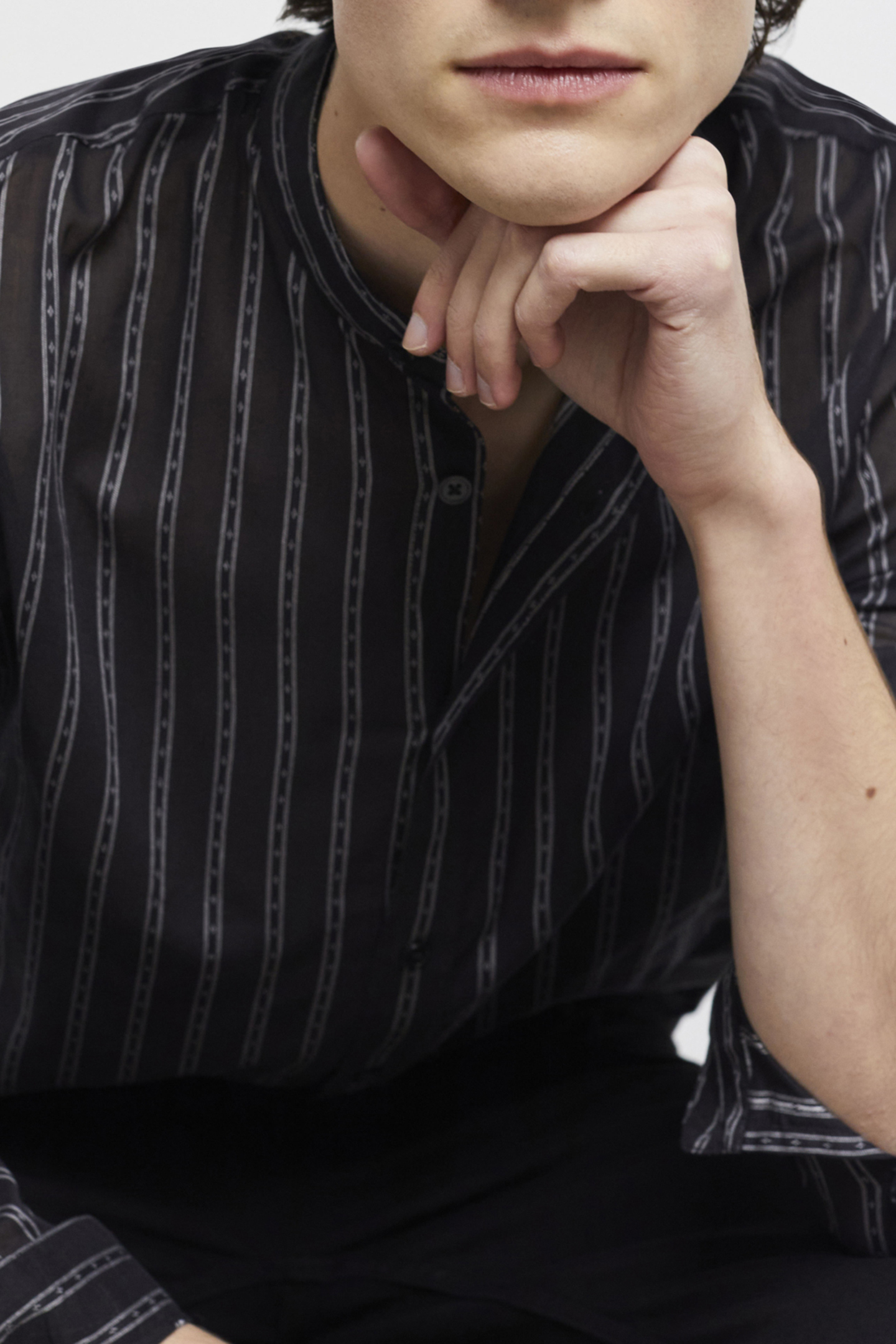 TUNISIAN COLLAR SHIRT BLACK 3