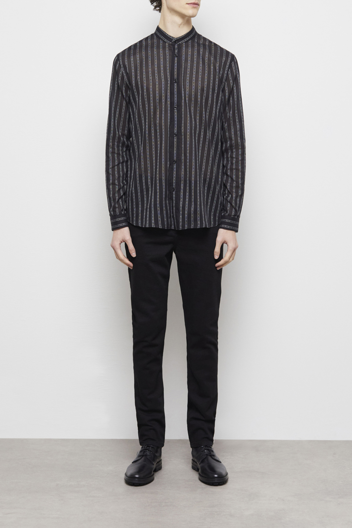 TUNISIAN COLLAR SHIRT BLACK 1