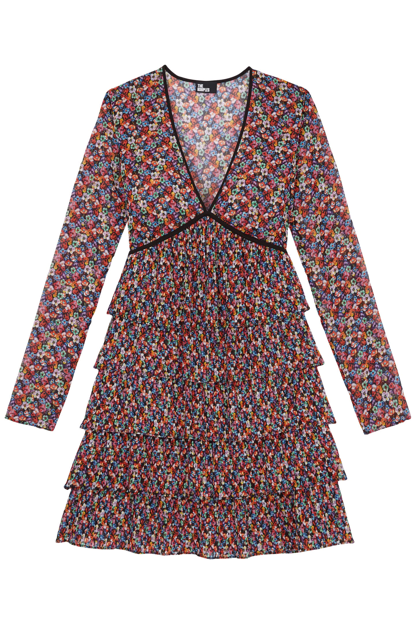 LONG SLEEVE DRESS WITH SHORT PLEATED SKIRT MULTICOLOR 1
