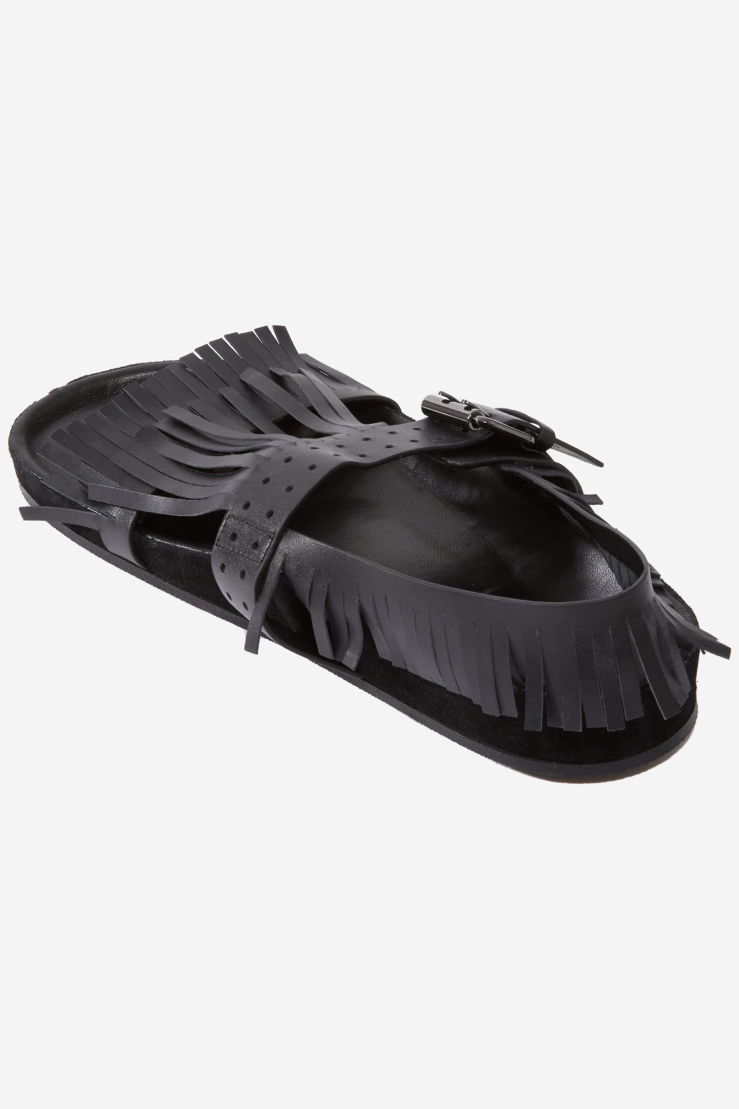 LEATHER SANDALS WITH FRINGES BLACK 2