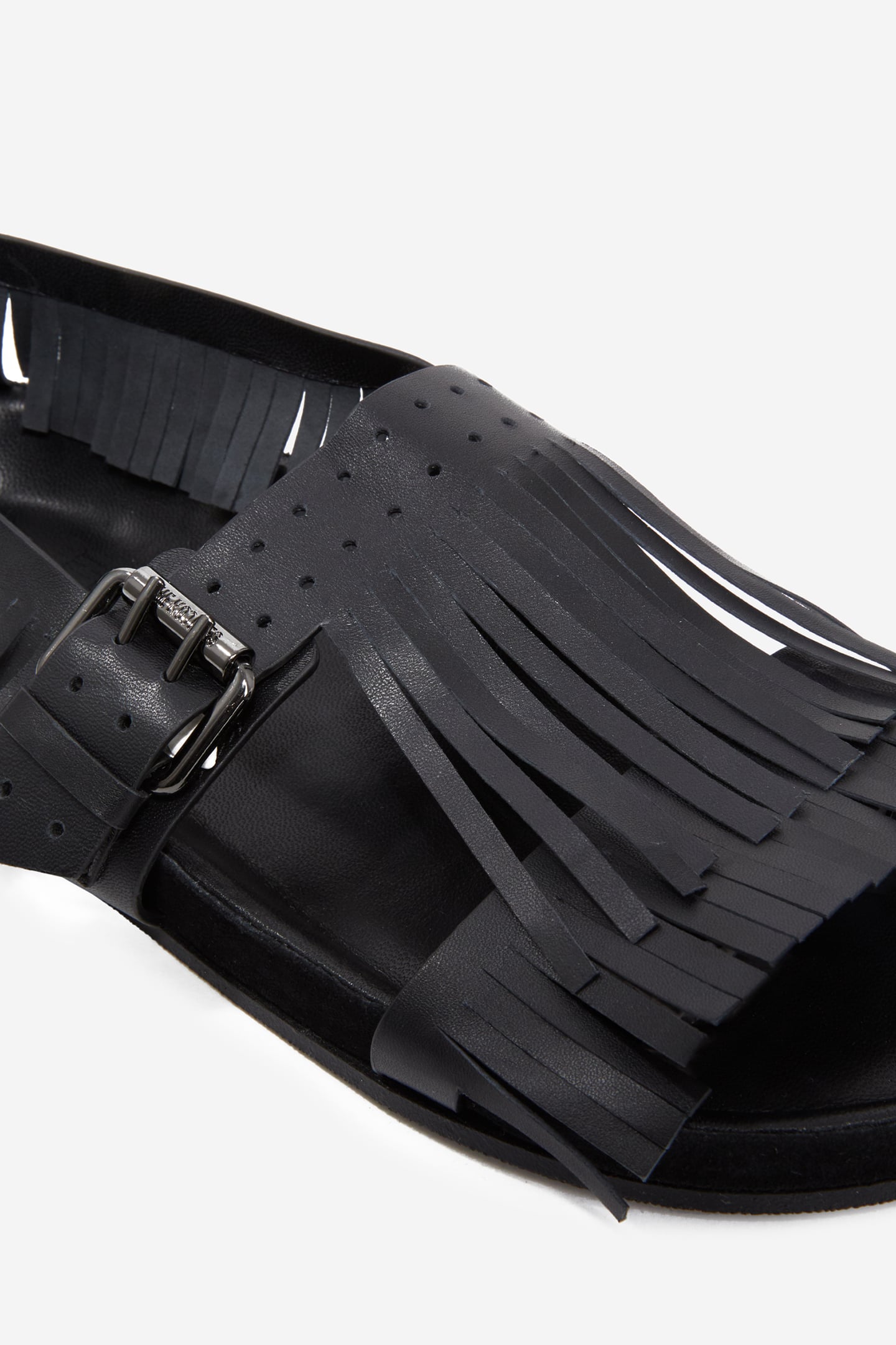 LEATHER SANDALS WITH FRINGES BLACK 3
