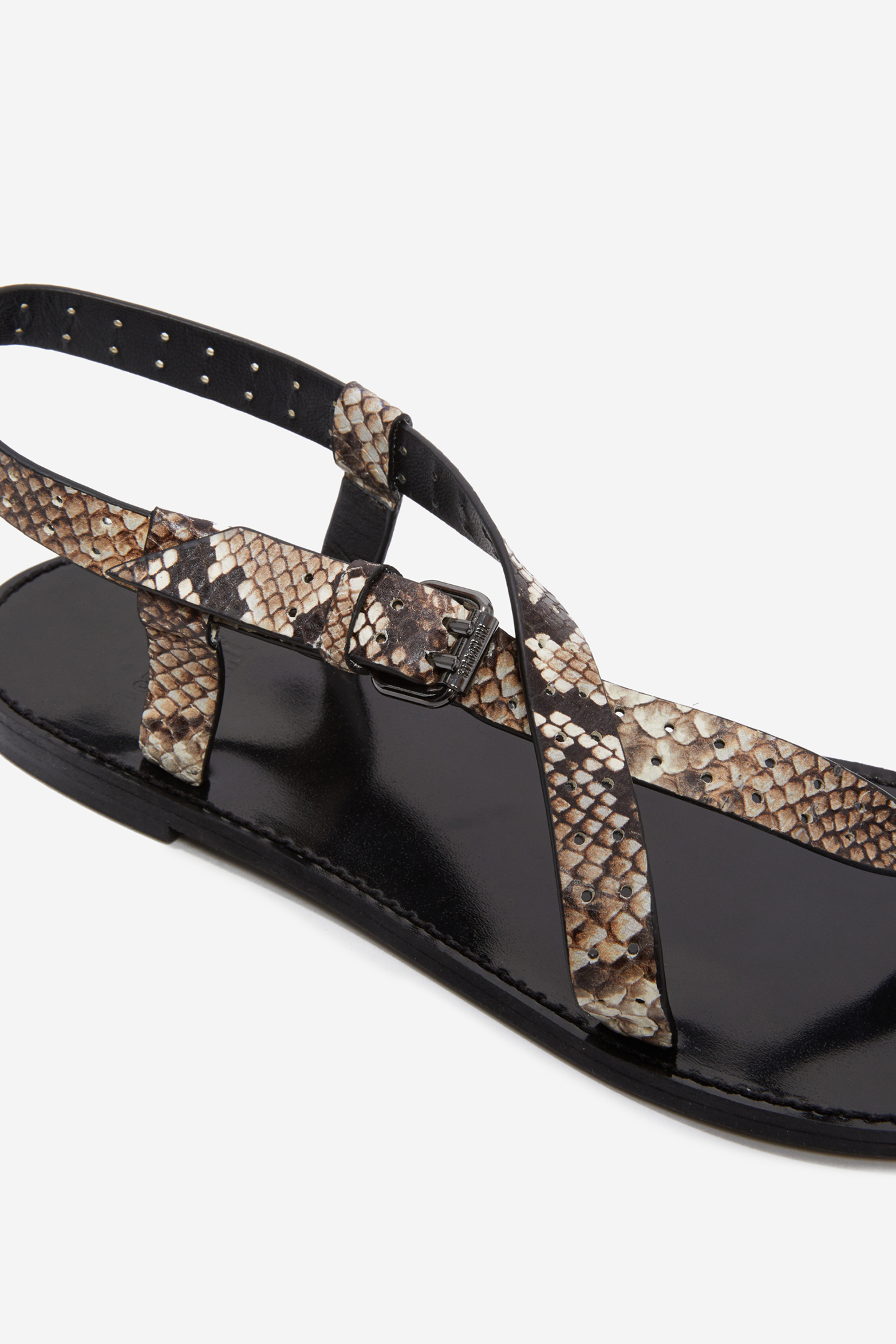 SANDALS WITH PERFORATED STRAPS BEIGE-BROWN 4