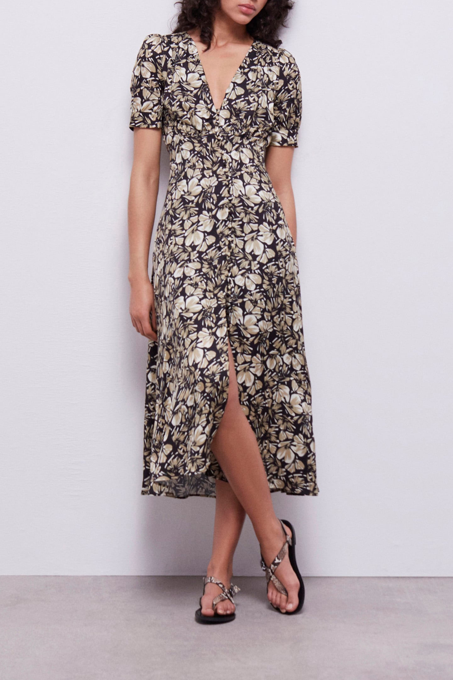 SANDALS WITH PERFORATED STRAPS BEIGE-BROWN 2