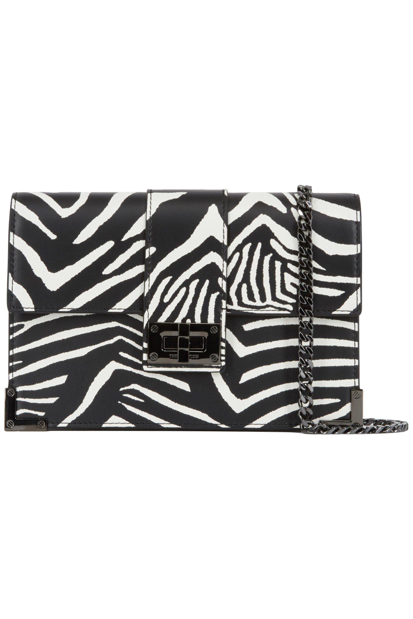 EMILY MEDIUM ZEBRA PRINT POUCH BLACK/WHITE 1