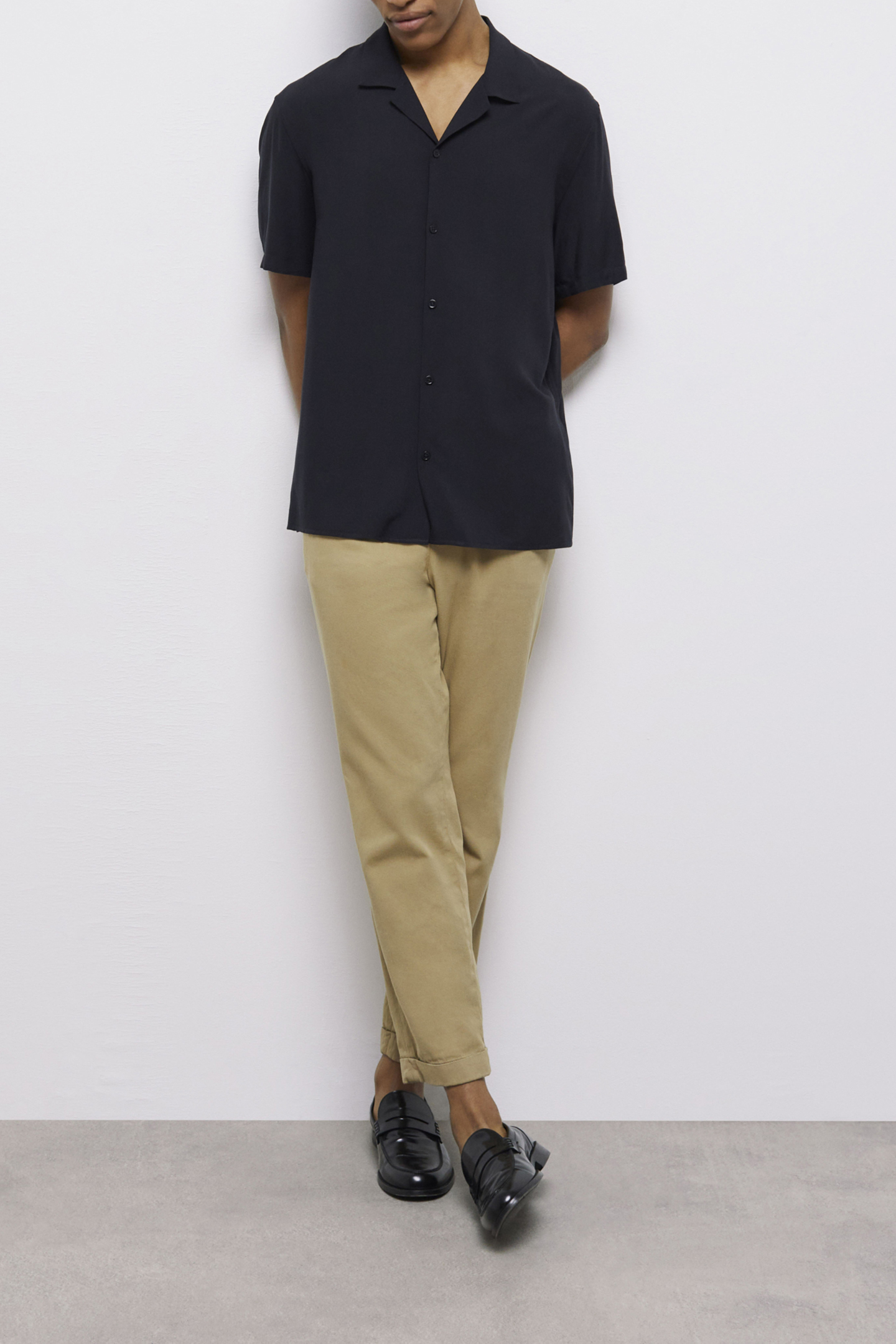 STRAIGHT PANTS WITH SEMI-ELASTICATED WAISTBAND BEIGE 4