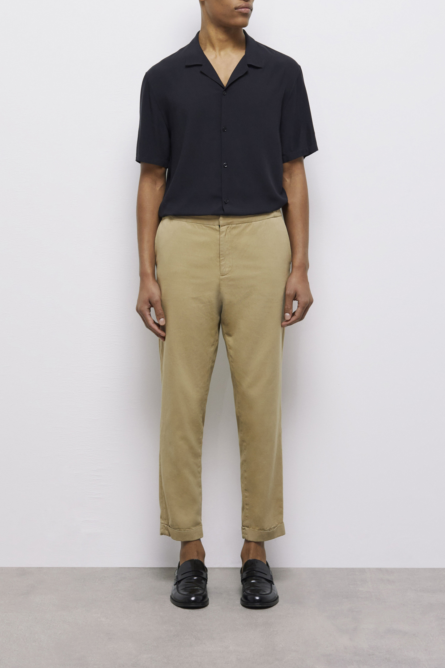 STRAIGHT PANTS WITH SEMI-ELASTICATED WAISTBAND BEIGE 1