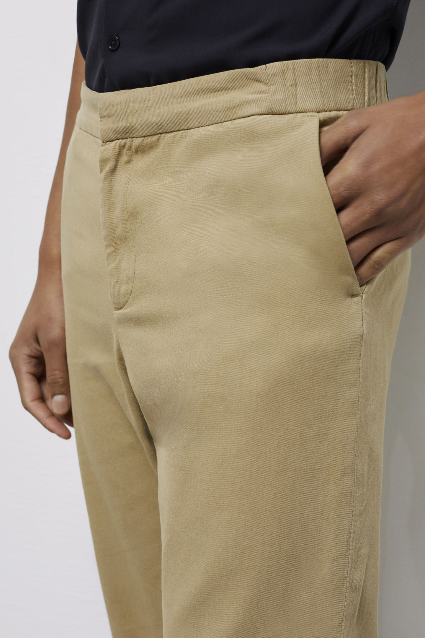 STRAIGHT PANTS WITH SEMI-ELASTICATED WAISTBAND BEIGE 5