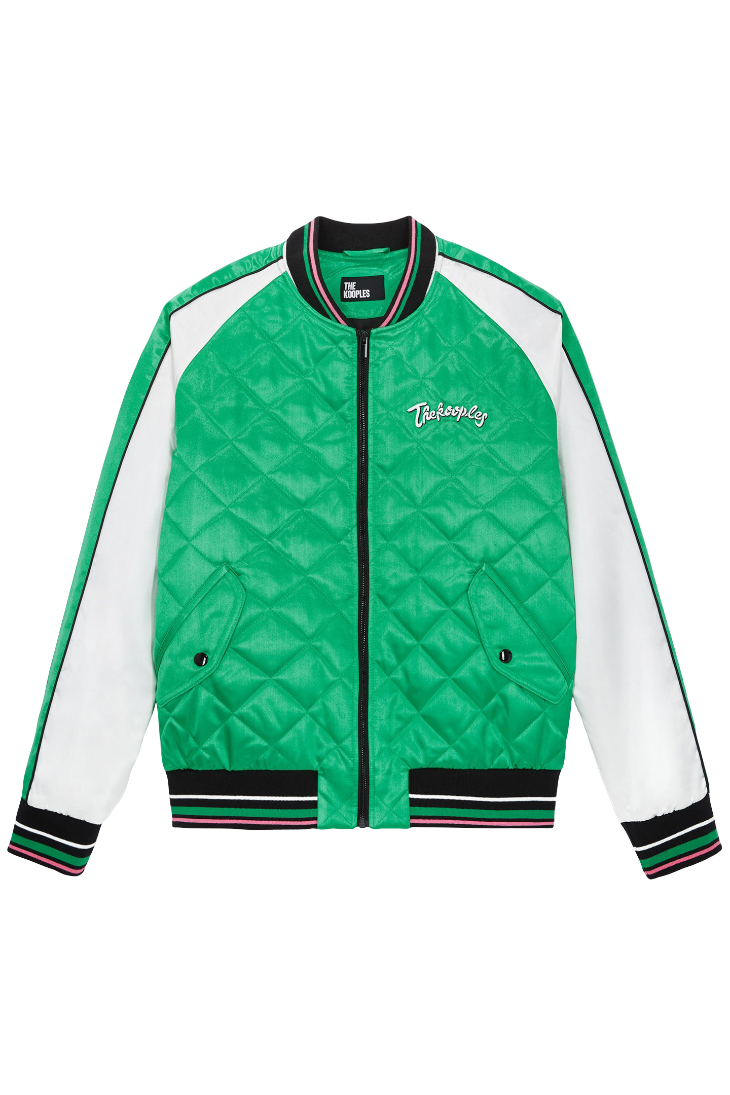BOMBER BRODERIE FLOWER SKULL GREEN-WHITE 3