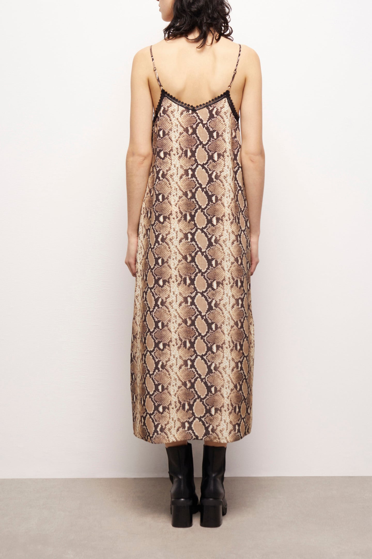 CAMISOLE DRESS WITH THIN STRAPS BEIGE 2