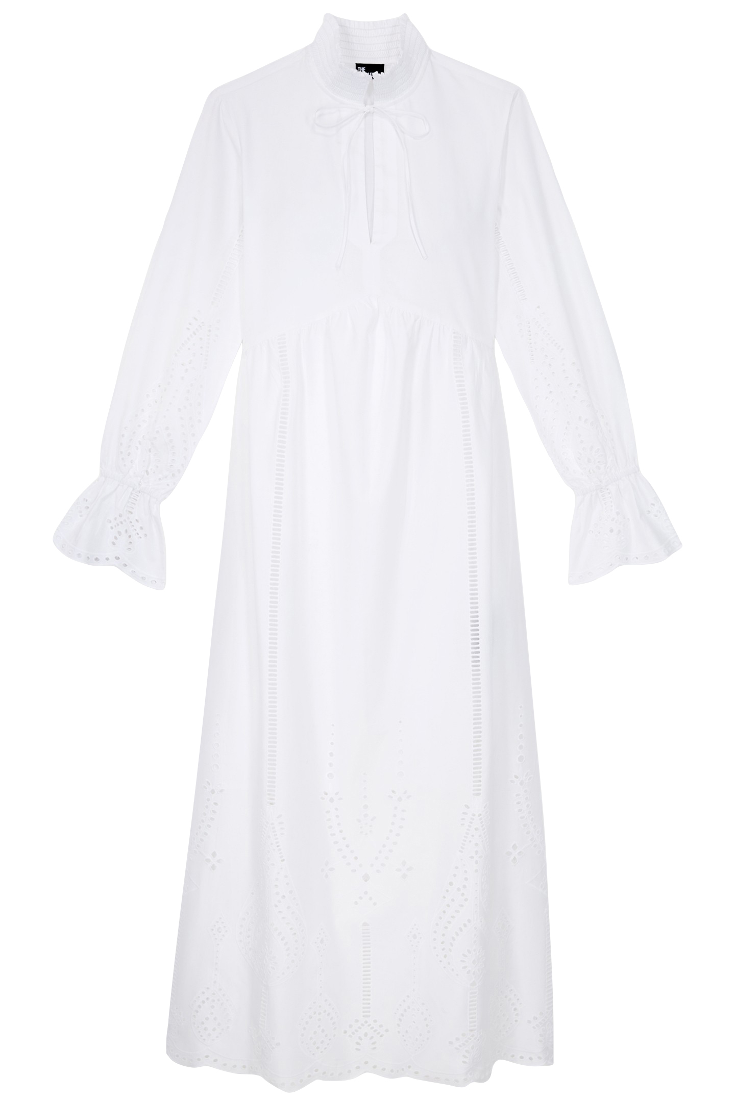 LONG DRESS PLACED ENGLISH EMBROIDERY WHITE 1