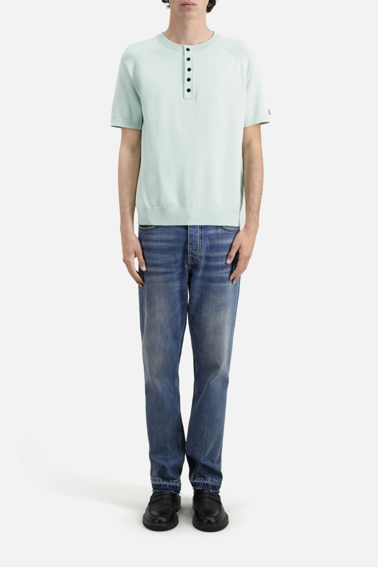 SHORT-SLEEVED SWEATER WITH TUNISIAN COLLAR OCEAN 2