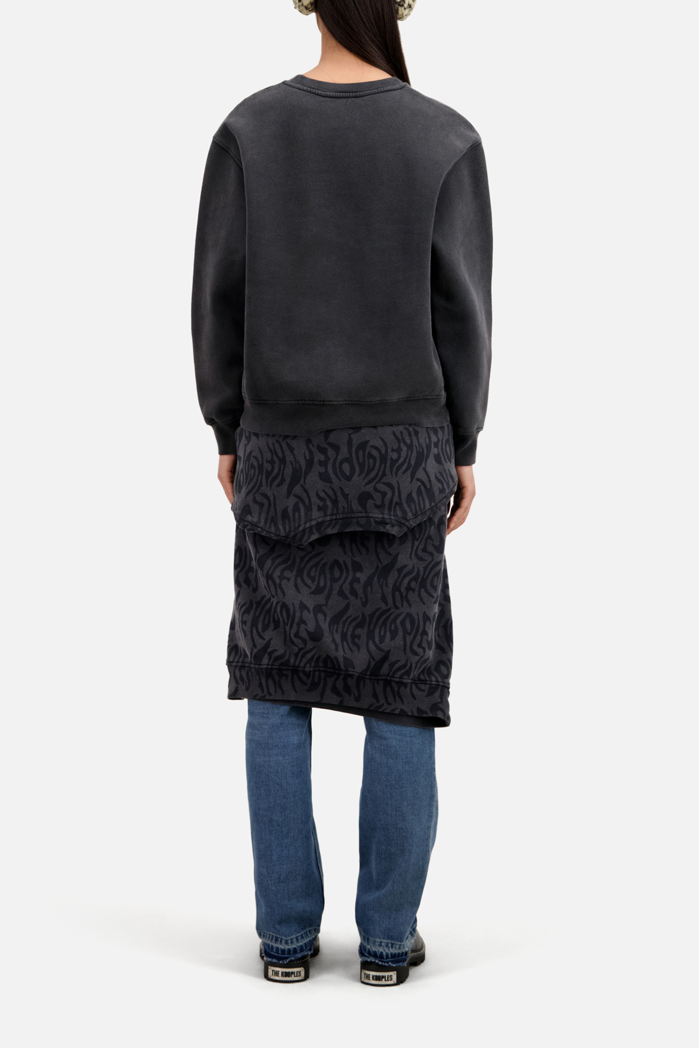 SWEAT WASH WITH WOLF PRINT BLACK WASHED 3