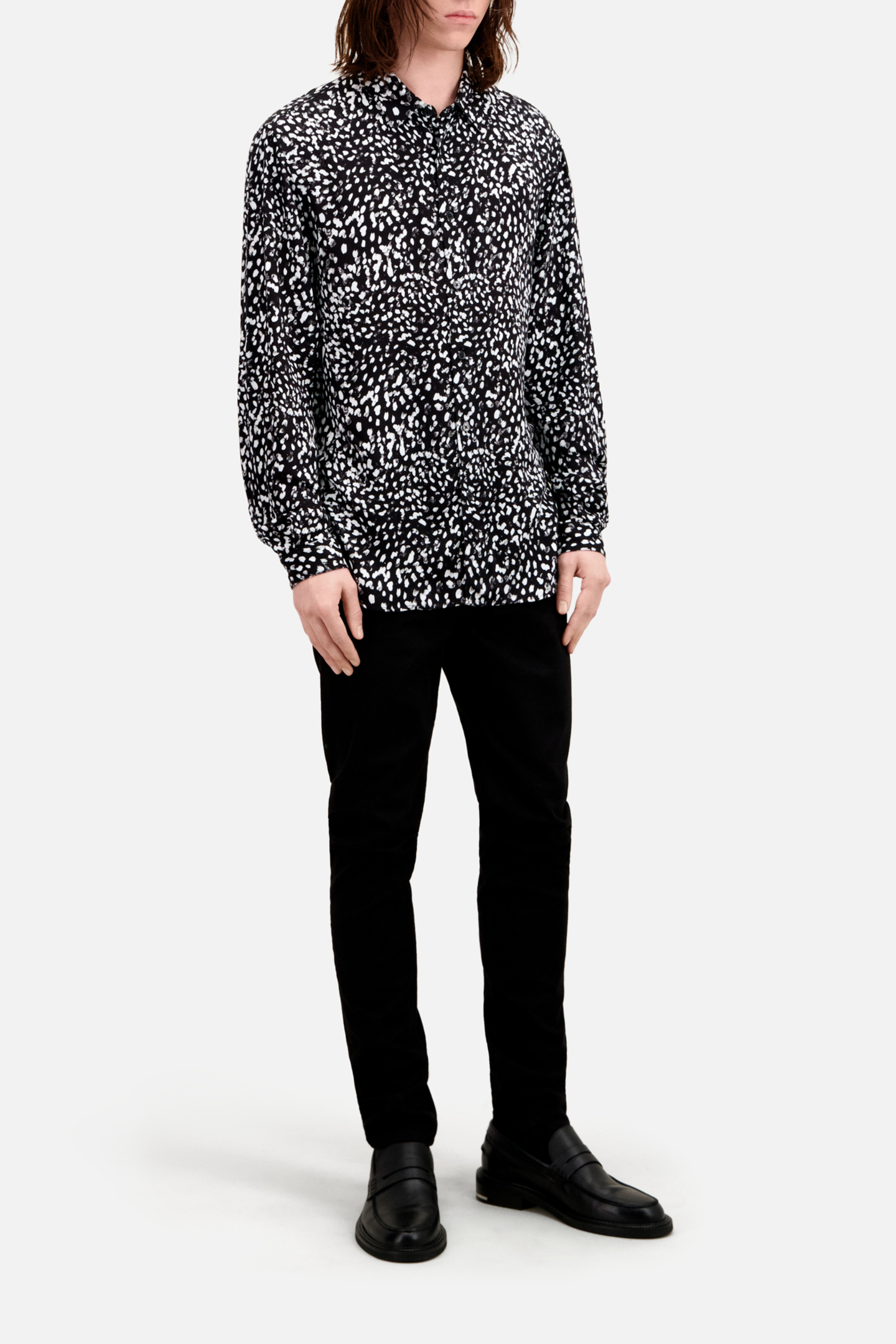 SLIM D LONG SLEEVE SHIRT BLACK-ECRU 5