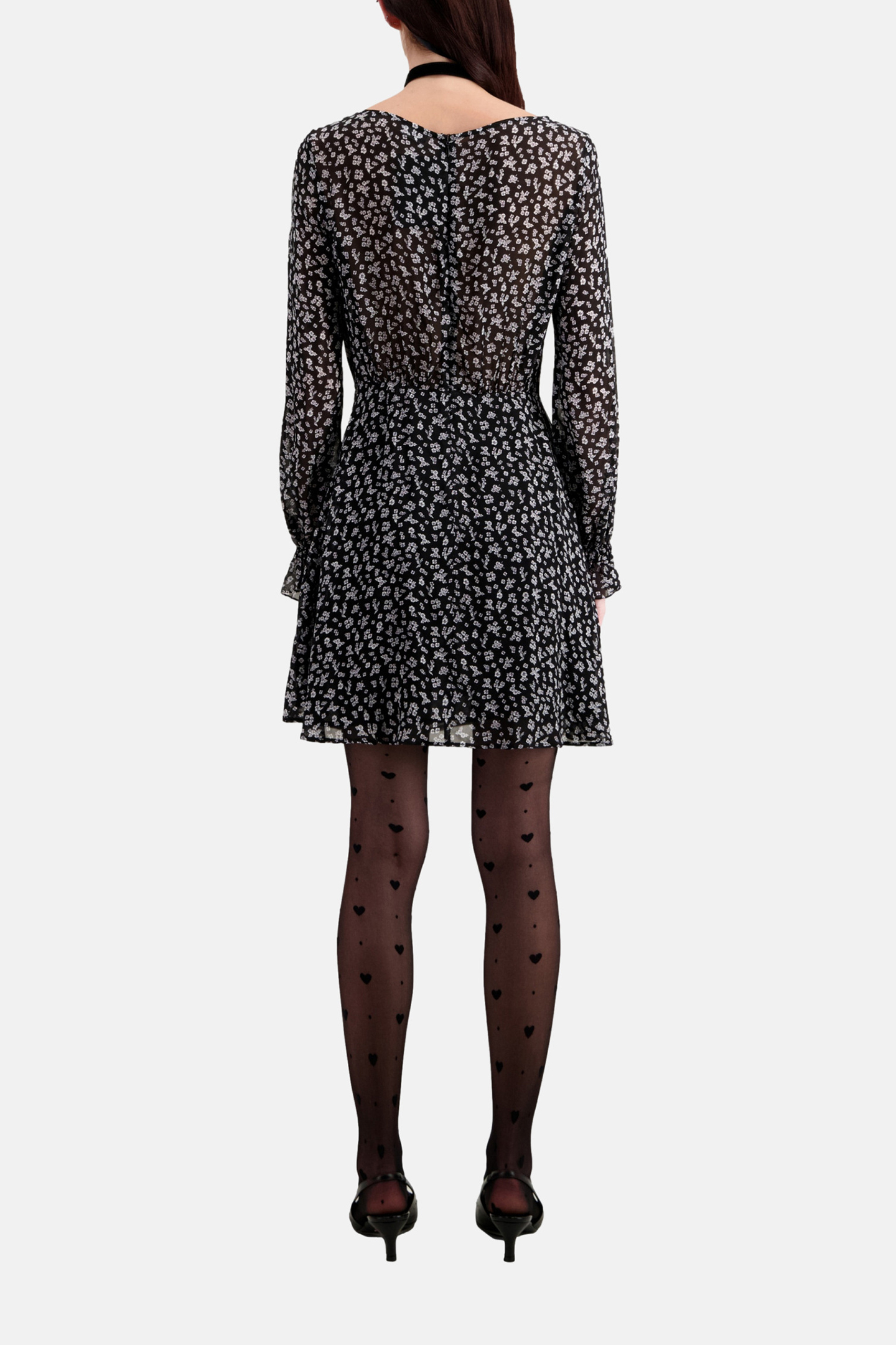 SHORT DRESS WITH LONG SLEEVES BLACK-ECRU 3