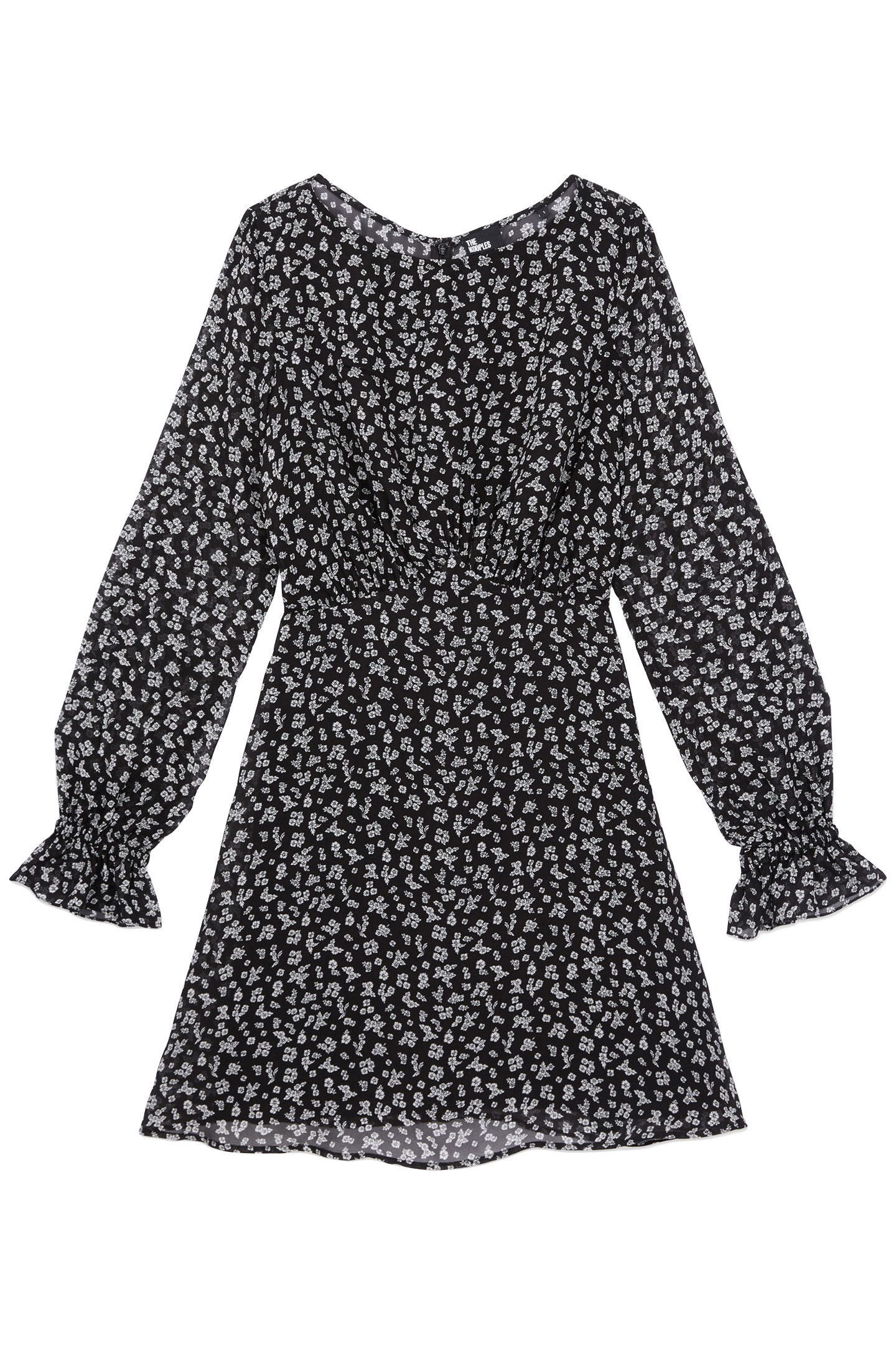 SHORT DRESS WITH LONG SLEEVES BLACK-ECRU 4