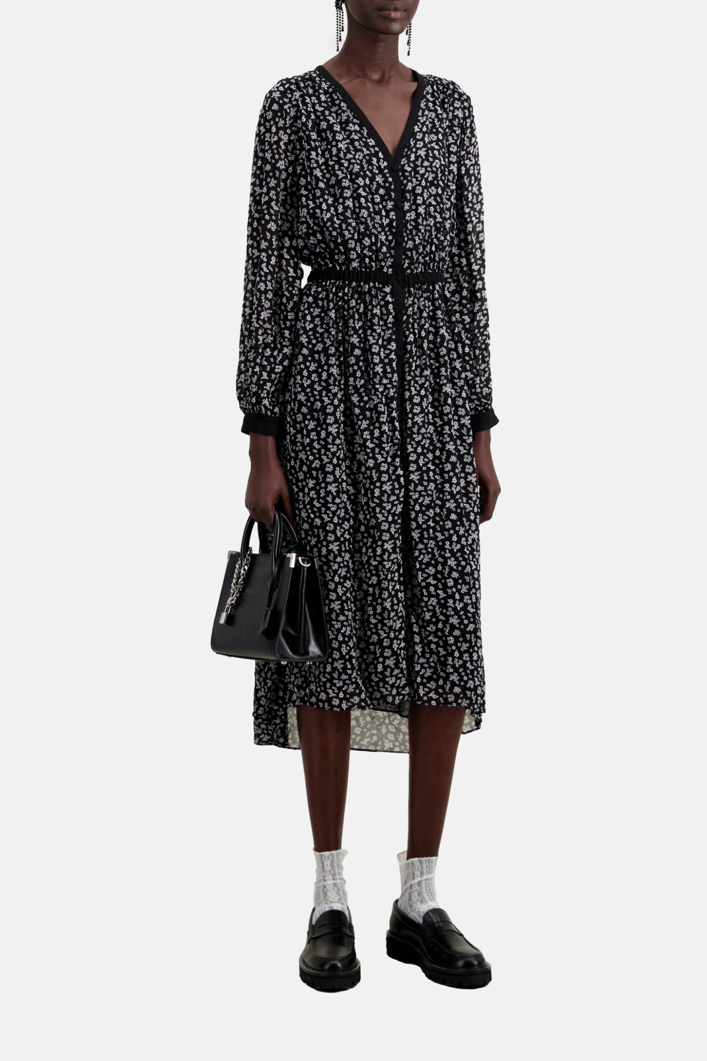 LONG DRESS WITH LONG SLEEVES BLACK-ECRU 4