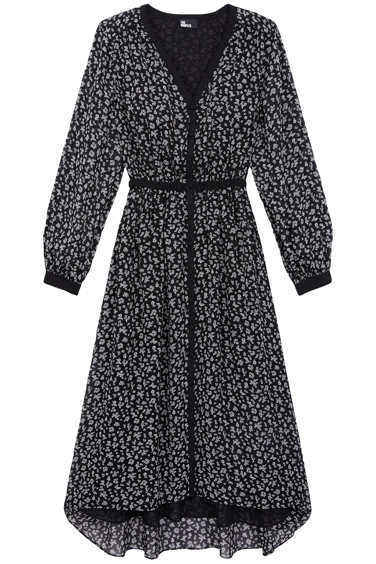 LONG DRESS WITH LONG SLEEVES BLACK-ECRU 3