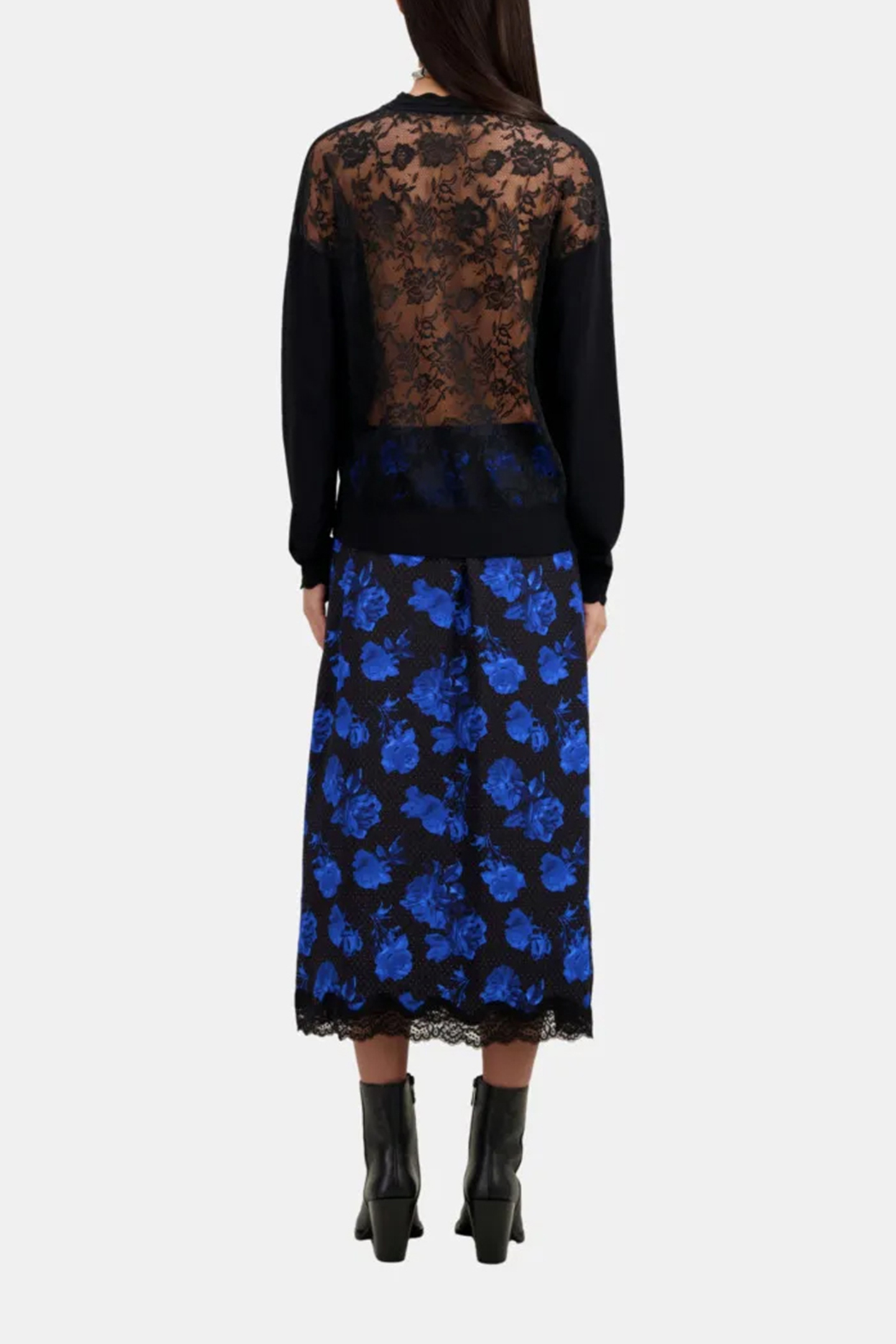 ROUND NECK SWEATER WITH LACE BACK BLACK 3